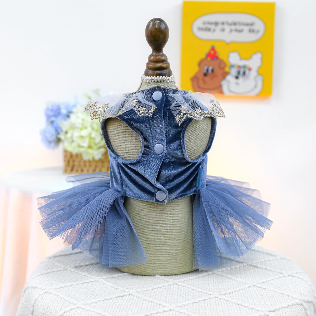 Marupet Fashion Sweet Puppy Dog Blingbling Princess Skirt Pet Dog Lace Cake Camisole Tutu Dress D-Navy S