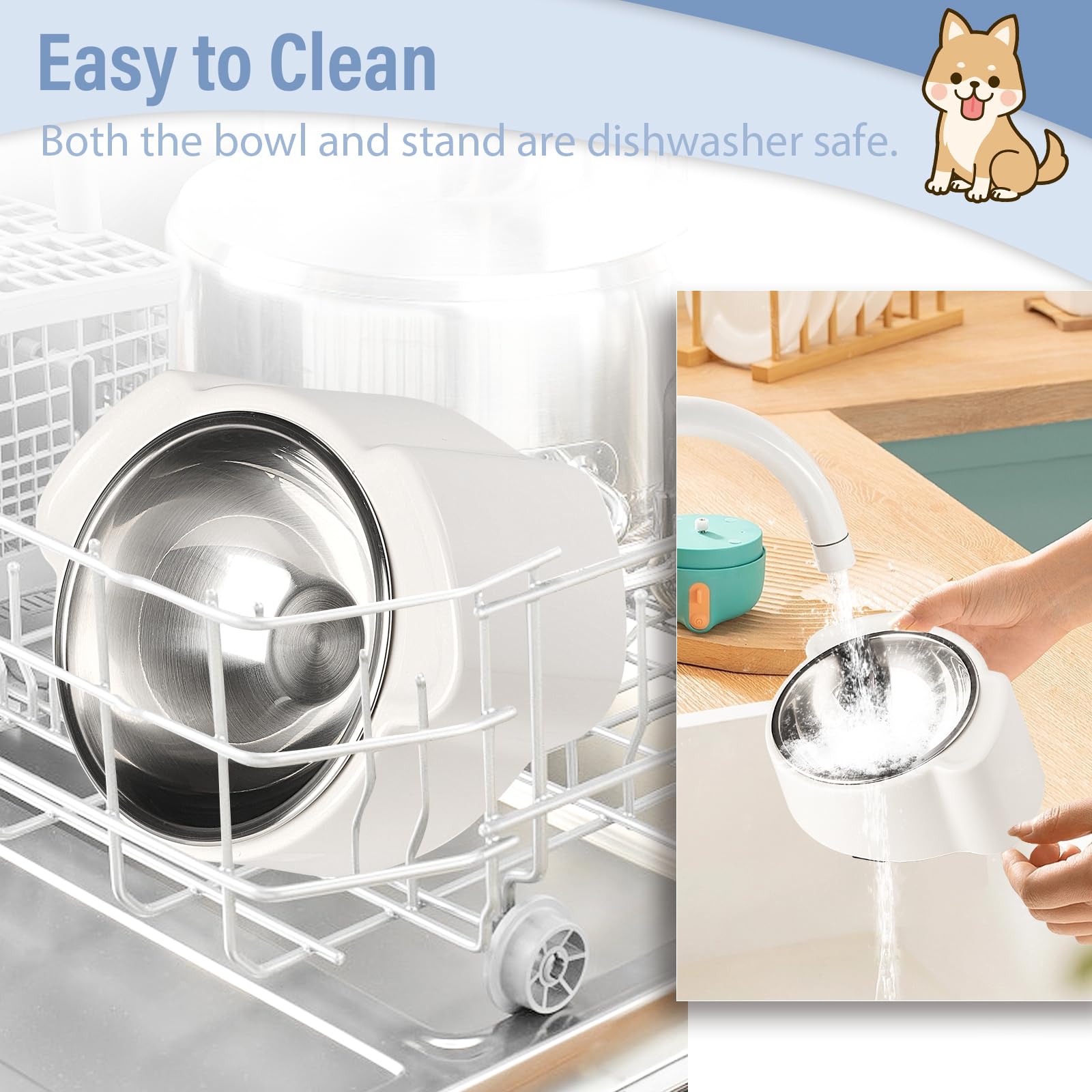 15 Elevated Dog & Cat Bowl - Anti-Vomiting Tilted Stainless Steel Pet Feeder, Non-Slip Raised Base For Small & Medium Pets, Easy