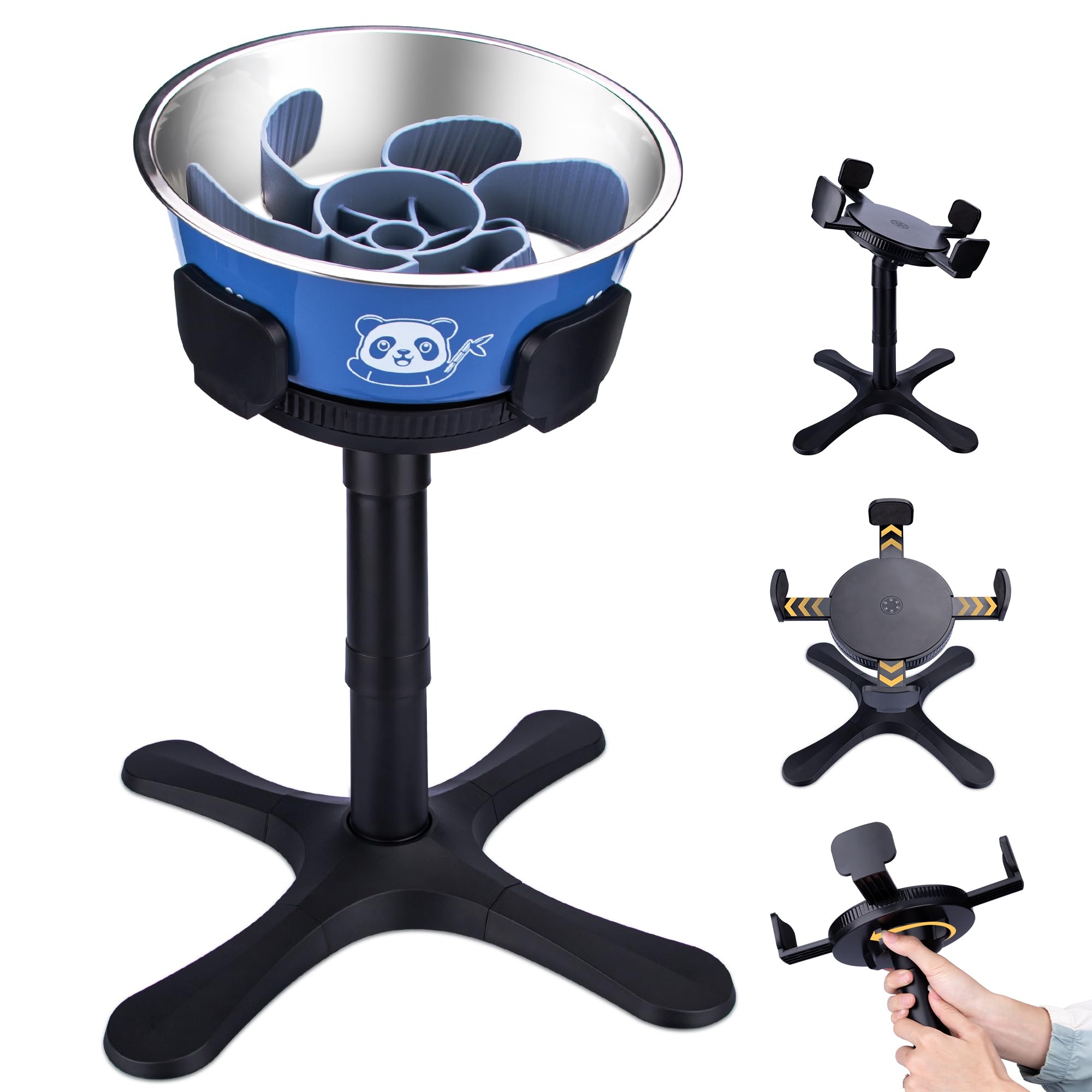 Elevated Slow Feeder Dog Bowl Adjustable Stand,Tilted ABS Base,Fits 5.5-9.5 Bowls, Anti-Spill & Non-Slip, Heavy Duty for Med/Lar