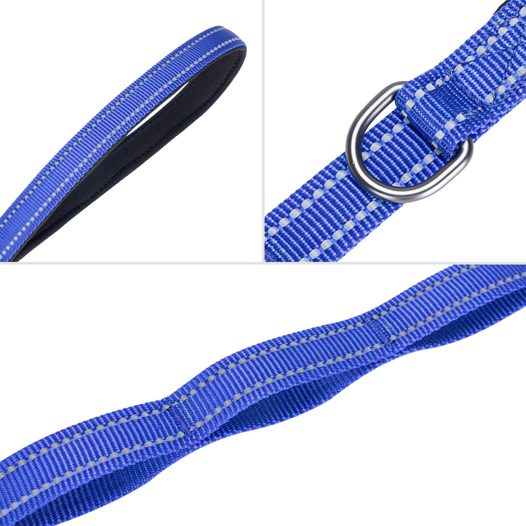 Excellent Elite Spanker Reflective Dual Leash - 5Ft Double Dog Leash With Padded Handle For Two Dogs Walking & Training (Blue)