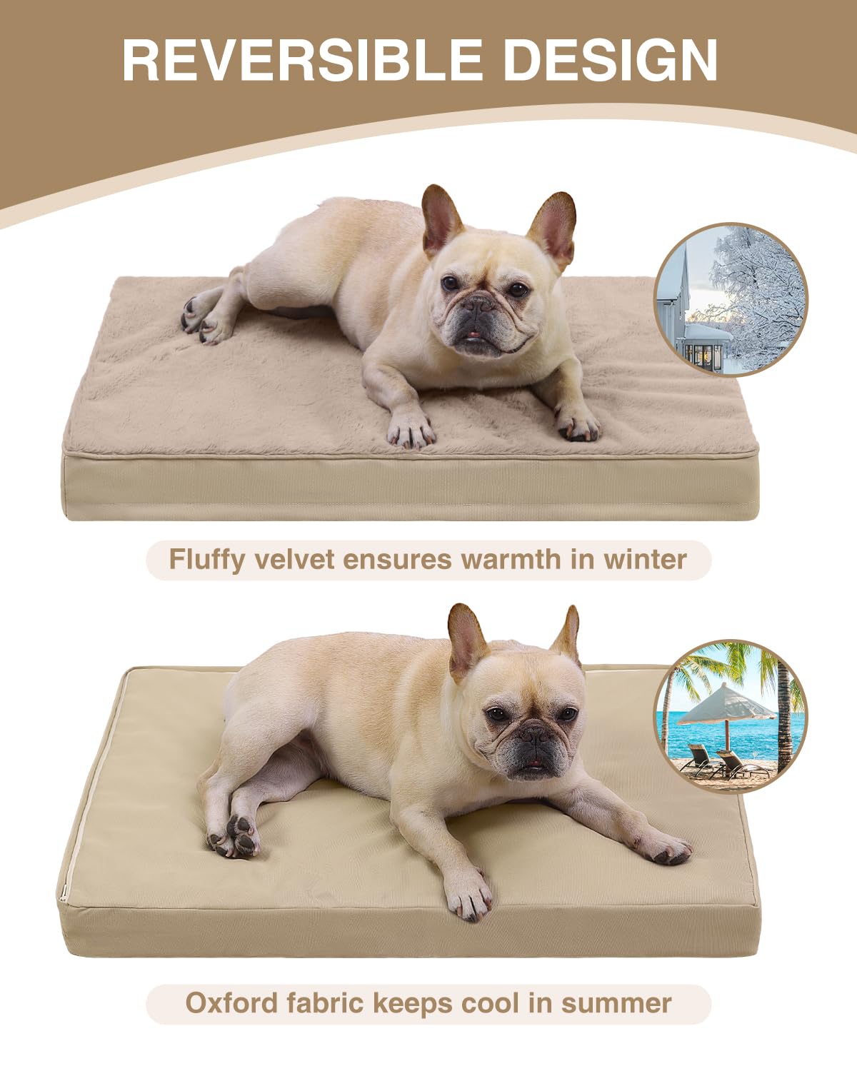 KSIIA Orthopedic Dog Bed Crate Waterproof Pet Mats for Medium Dogs Deluxe Plush Washable Pet Bed with Egg Crate Foam & Removable