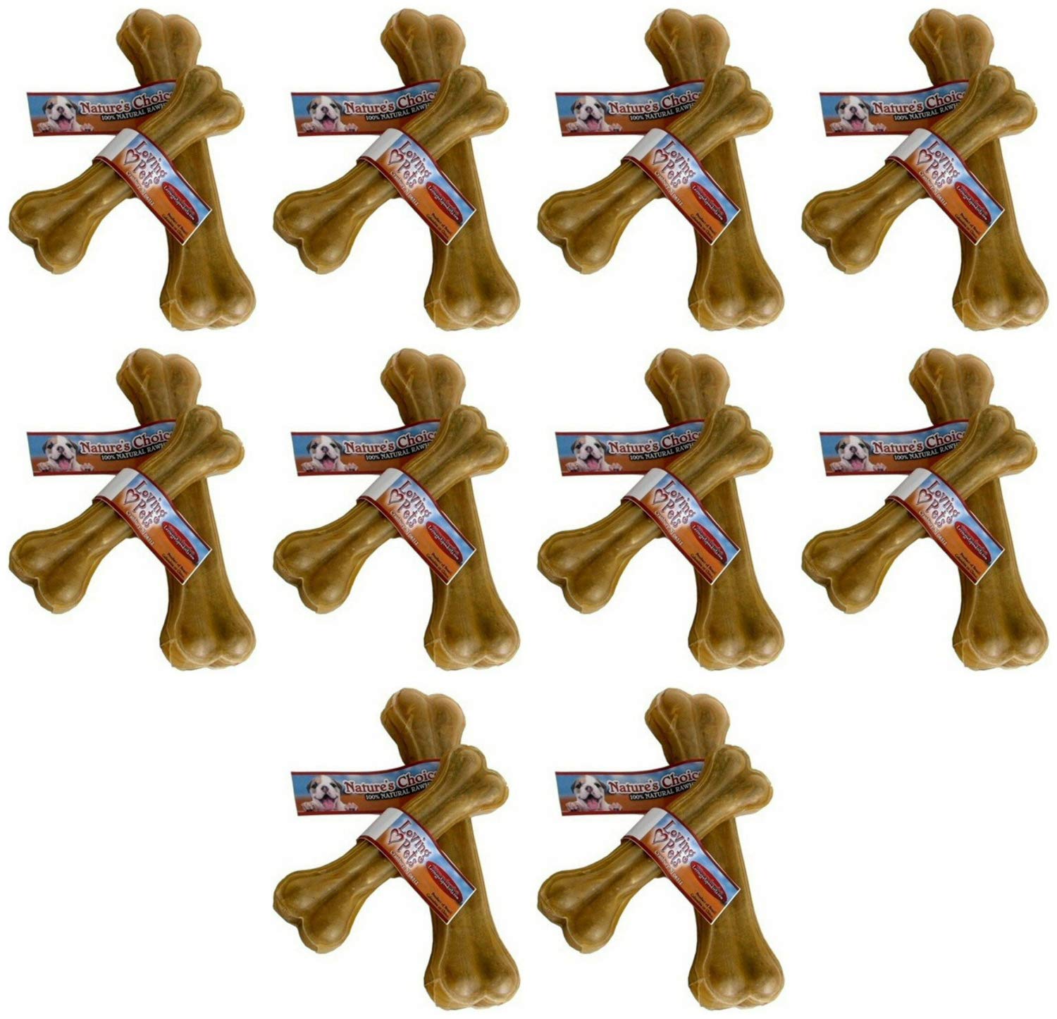 Loving Pets Natures Choice 100% Natural Rawhide Pressed 8 Bone Medium