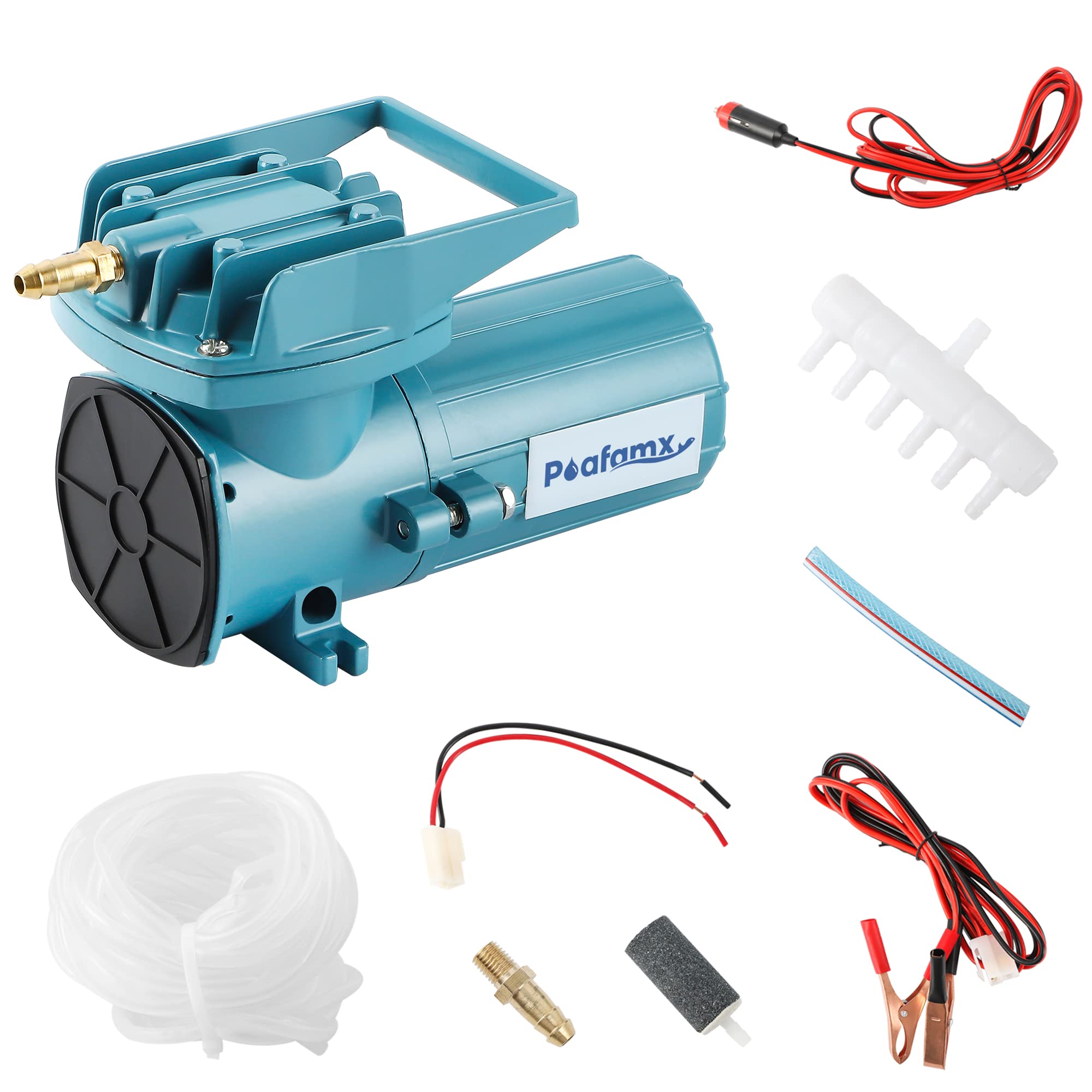 Poafamx Air Pump 120W 115L/min Oxygen Pump for Aquarium Fish Pond Battery Powered Portable AIR Aerator for Transporting Outdoor 