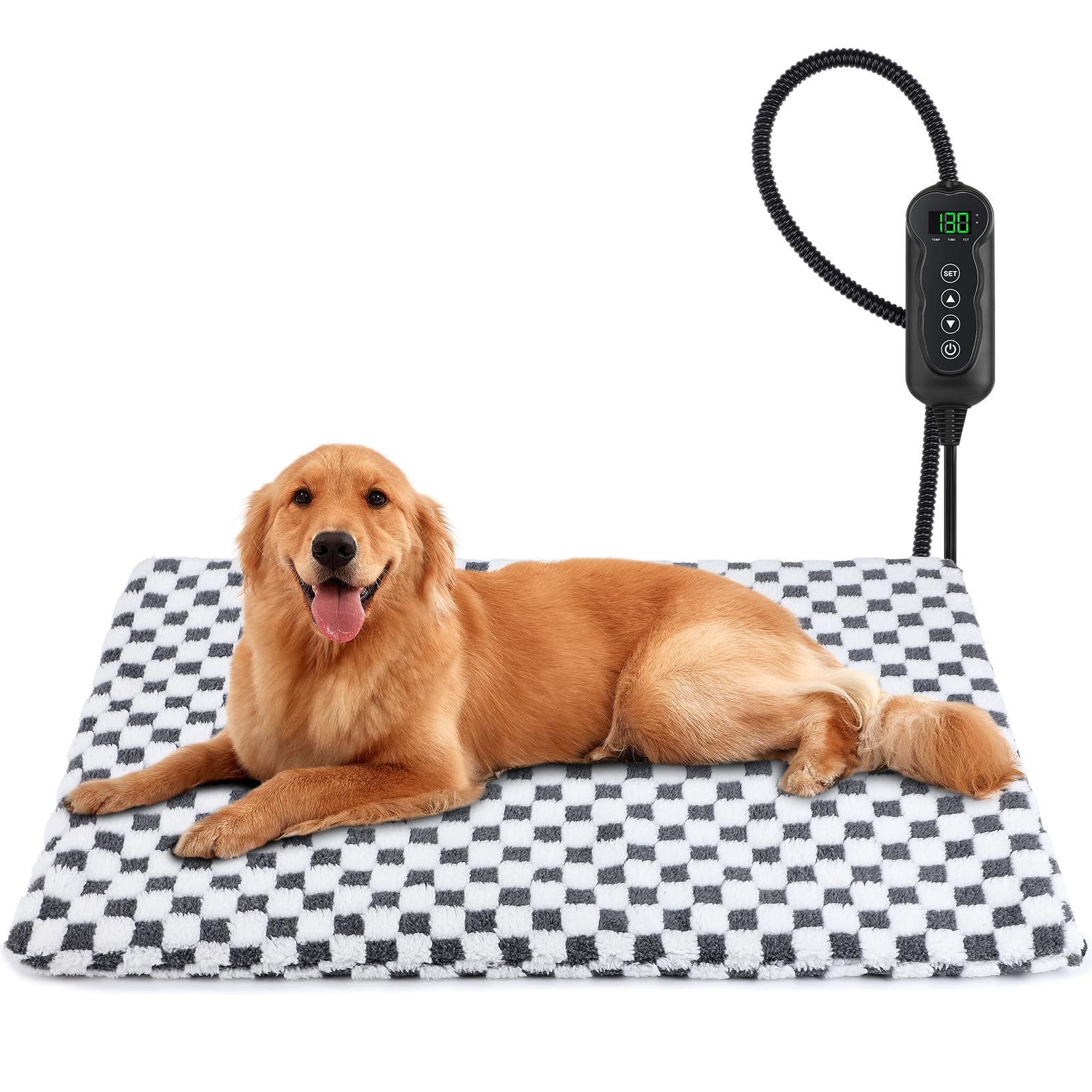 Mixjoy Pet Heating Pad - 11 Adjustable Temperature With Timer For Dogs And Cats, Electric With Washable Cover, Heated Pet Bed - 