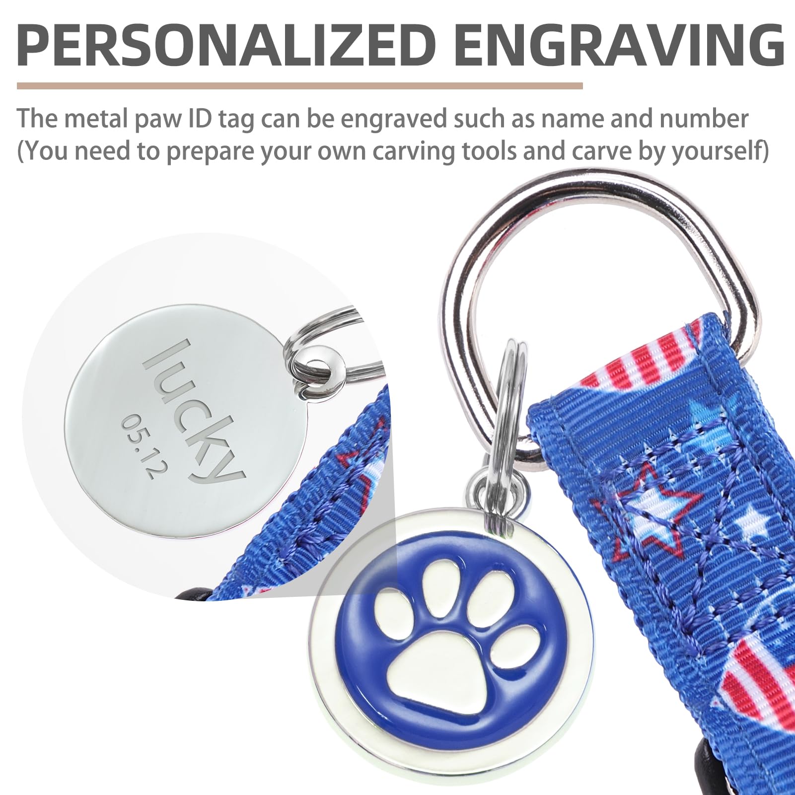 Pupteck No Pull Dog Harness Soft Adjustable Basic Nylon Step In Puppy Vest Outdoor Walking With Id Tag, American Flag, M