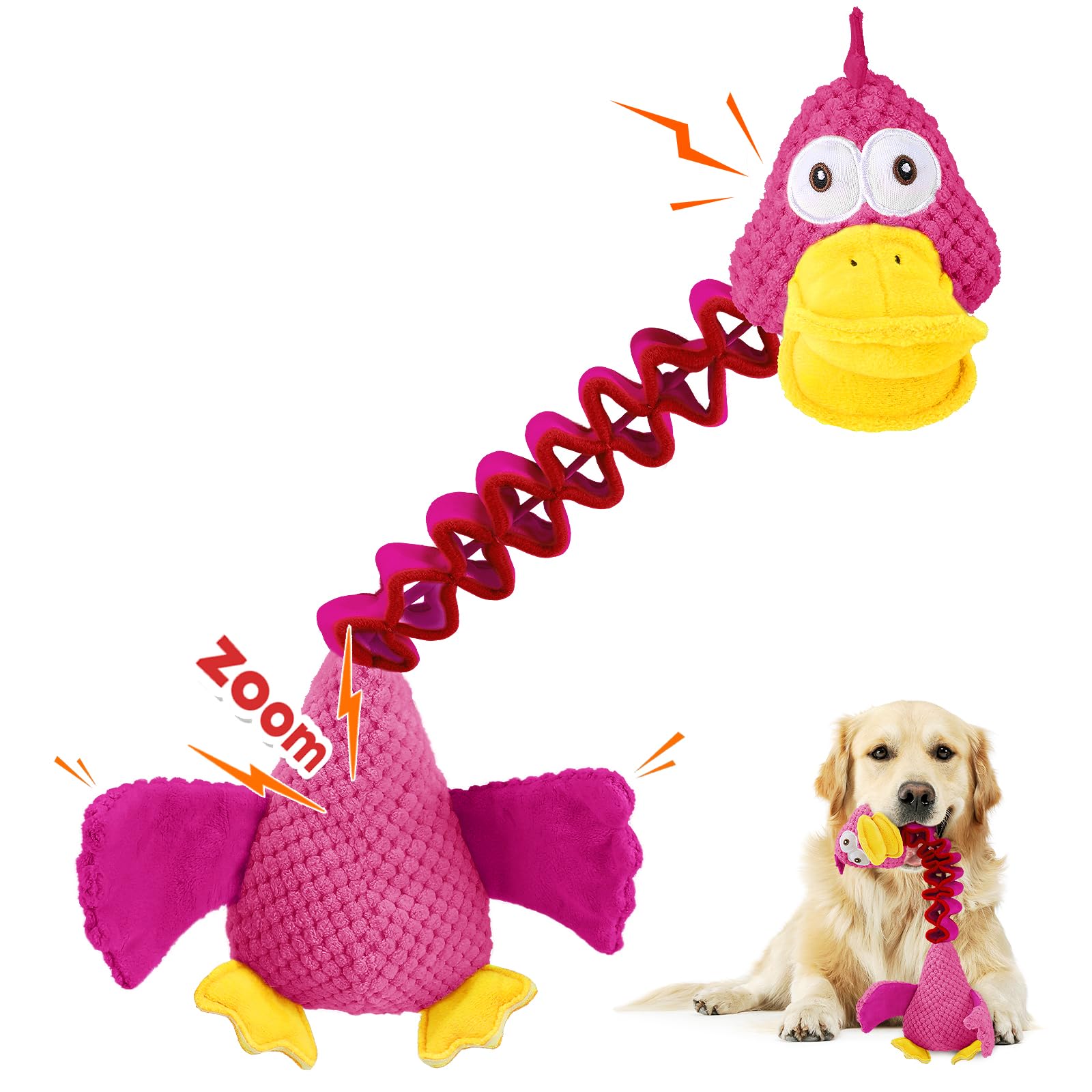 Foxyyds Puppy Toys,Dog Toys For Aggressive Chewers,Retractable Tug Of War Dog Toy,Durable Chewing Squeaky Dog Toy,Small Medium L