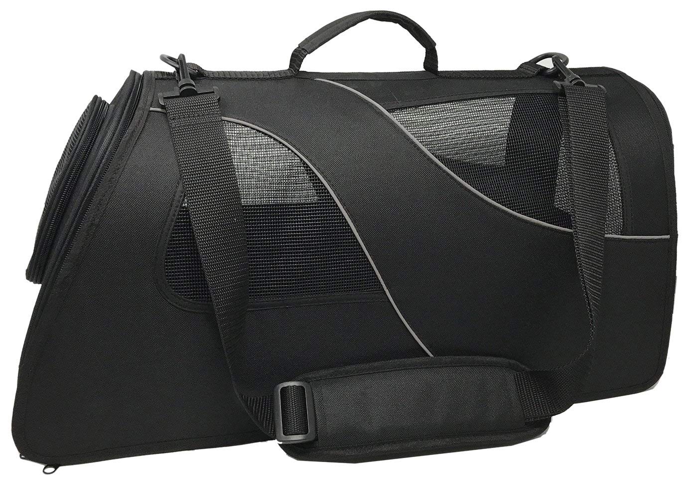 Fuzzy Puppy Pet Products Soft-Sided Pet Carrier for Small Dogs and Cats, Black