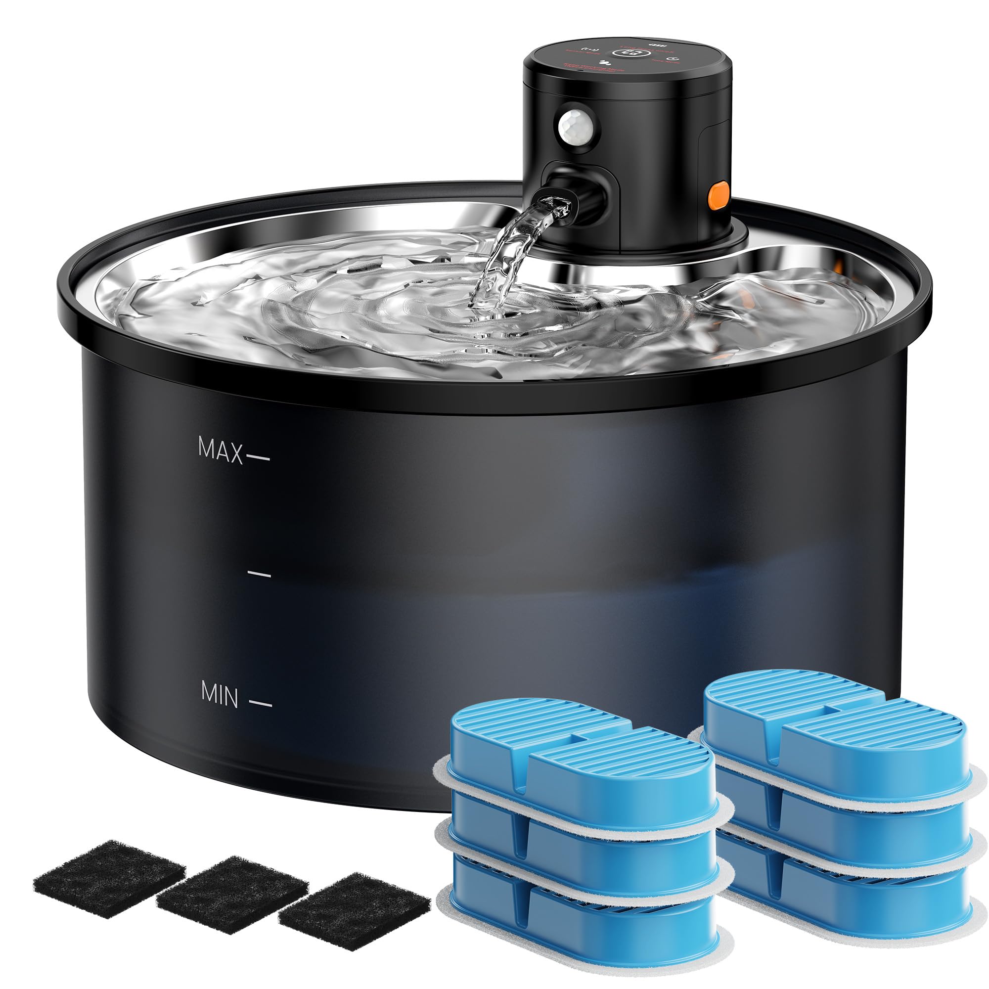 Battery Operated Cat Water Fountain: Wireless Pet Fountain Stainless Steel With Filter - 108Oz/3.2L Cordless Cat Dispenser With 