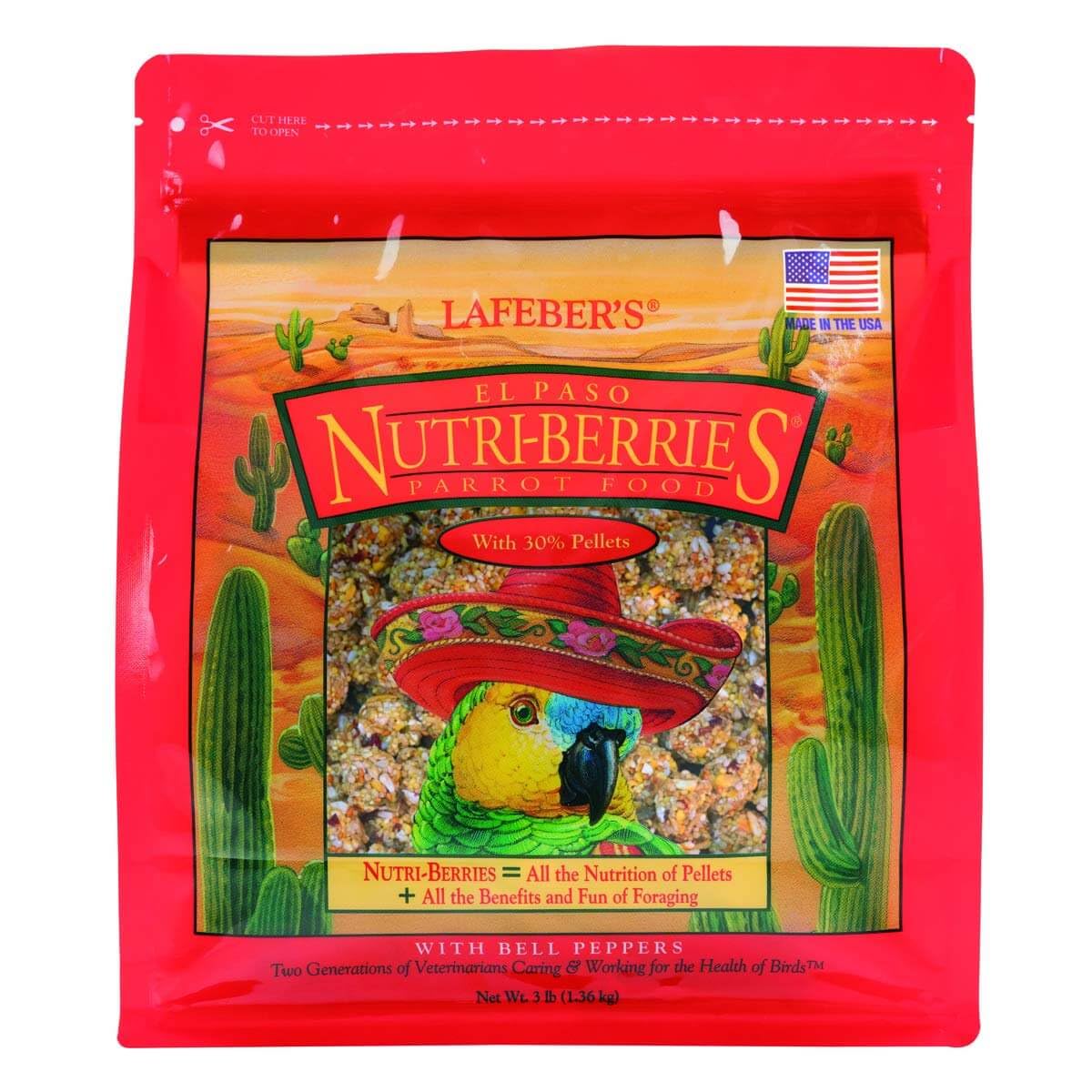 Lafeber'S El Paso Nutri-Berries Pet Bird Food, Made With Non-Gmo And Human-Grade Ingredients, For Parrots, 3 Lb