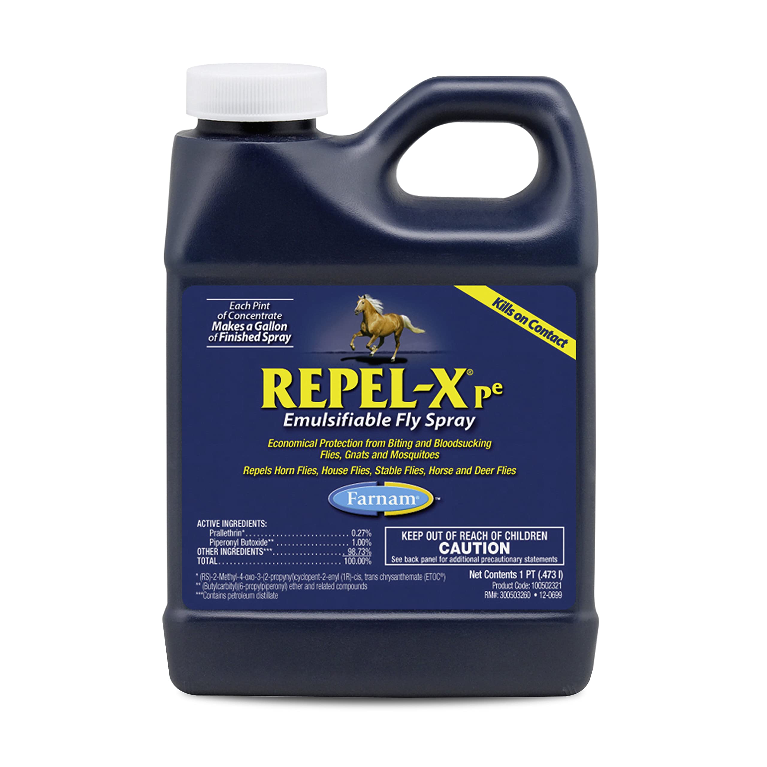 Farnam Repel-X Concentrated Fly Spray for Horses, 16 Fl Oz - Just Add Water, White, Effective Insect Repellent