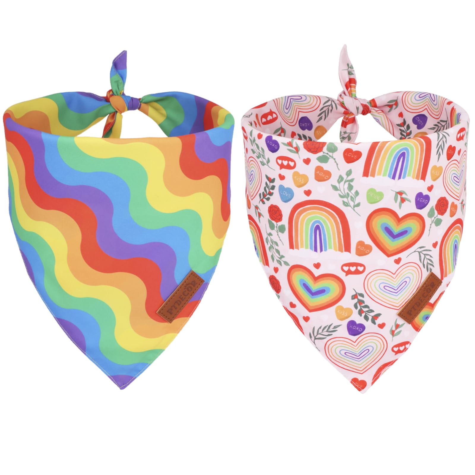 Ptdecor Rainbow Dog Bandanas Pride Day Dog Scarf Reversible Triangle Lgbt+ Rainbow Bandanas For Extra Large Dogs Pets (Pride, X-
