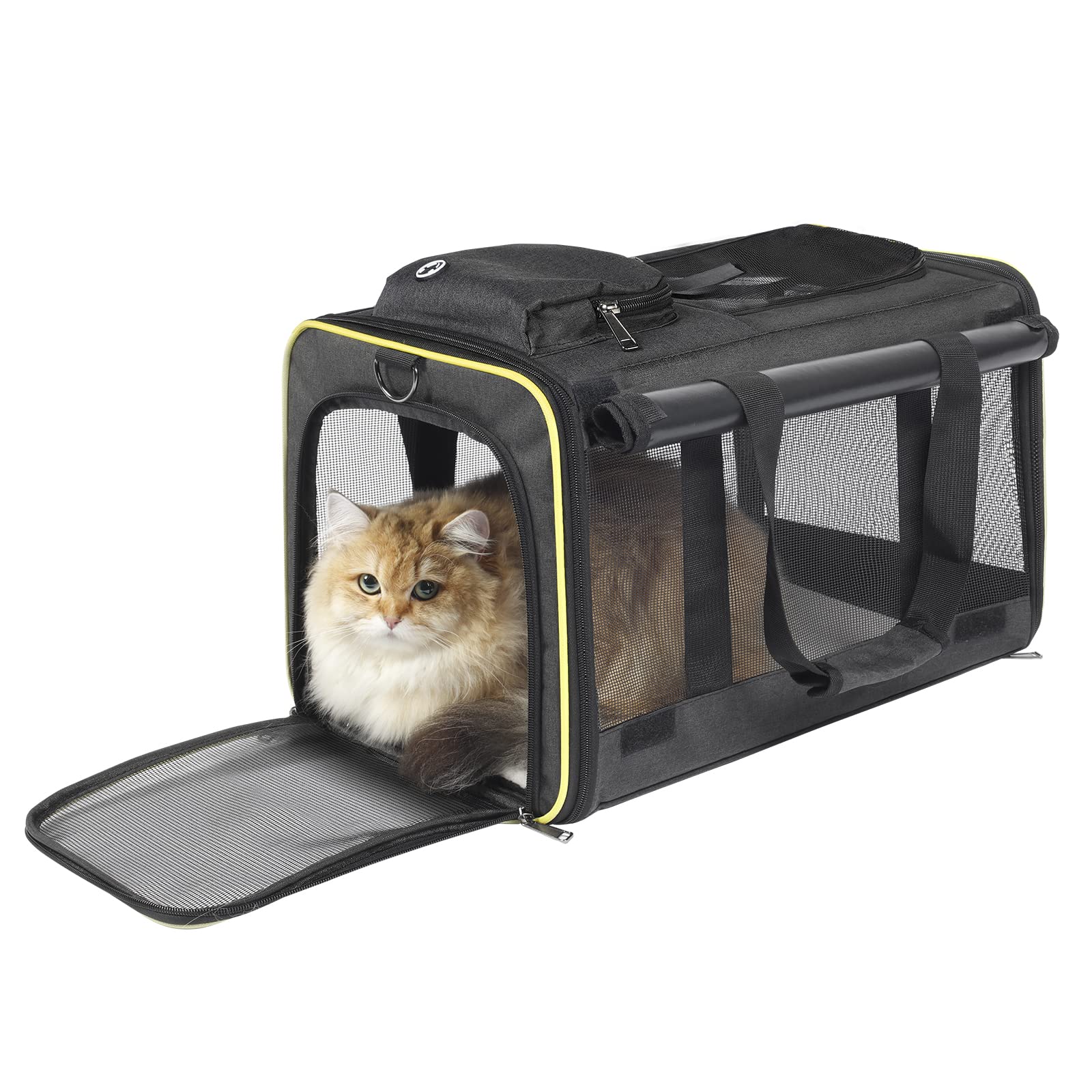 Gapzer Cat Carriers For Large Cats 20 Lbs+ Soft Pet Carrier For Small Dog/Durable 2 Kitty Travel Bag/Medium Big Cats Puppy 15 Pounds/Softside Cat Carrier Large