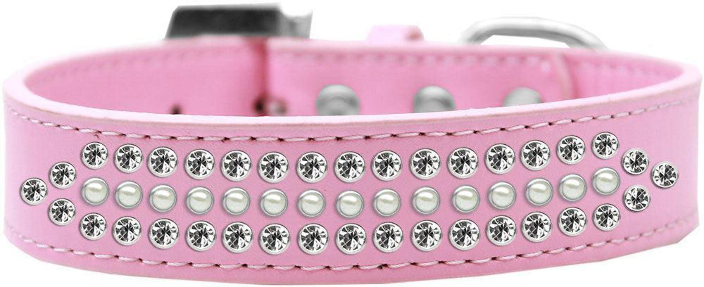 Mirage Pet Products Ritz Pearl and Clear Crystal Dog Collar Lavender Size 12, Lavender