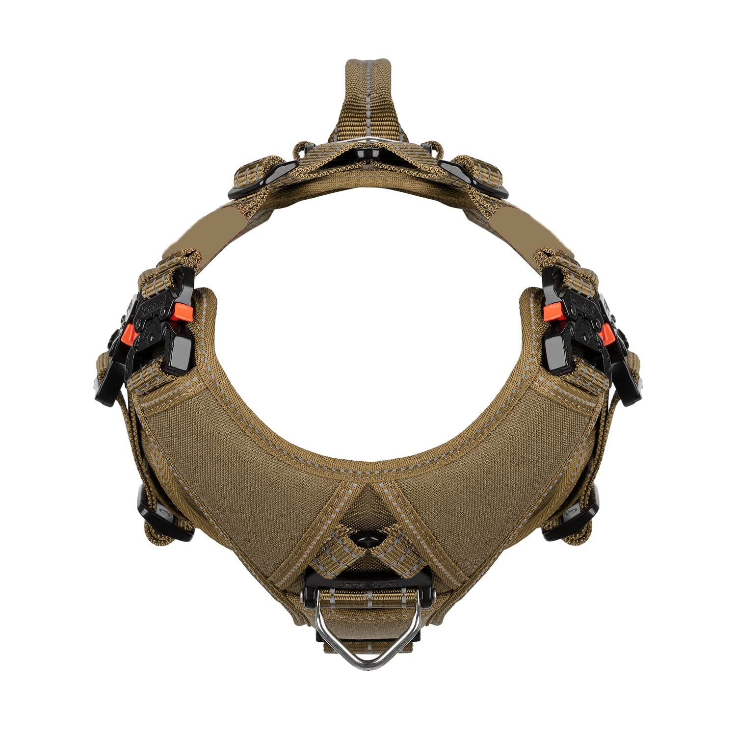 Icefang Gn8 Quick-Moving Tactical Dog Harness With Handle ,Reflective Pet Vest,No-Pull Front Lead ,5-Points Adjustable,Hook And Loop Panel For Patch (Medium (Pack Of 1), Elite Brown)