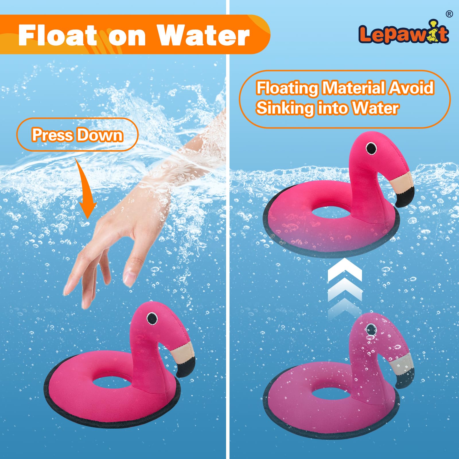 Lepawit Squeaky Dog Toys, Floating Dog Toys For Indoor Or Outward Play, Swim Ring Design Interactive Dog Gifts For Small And Med
