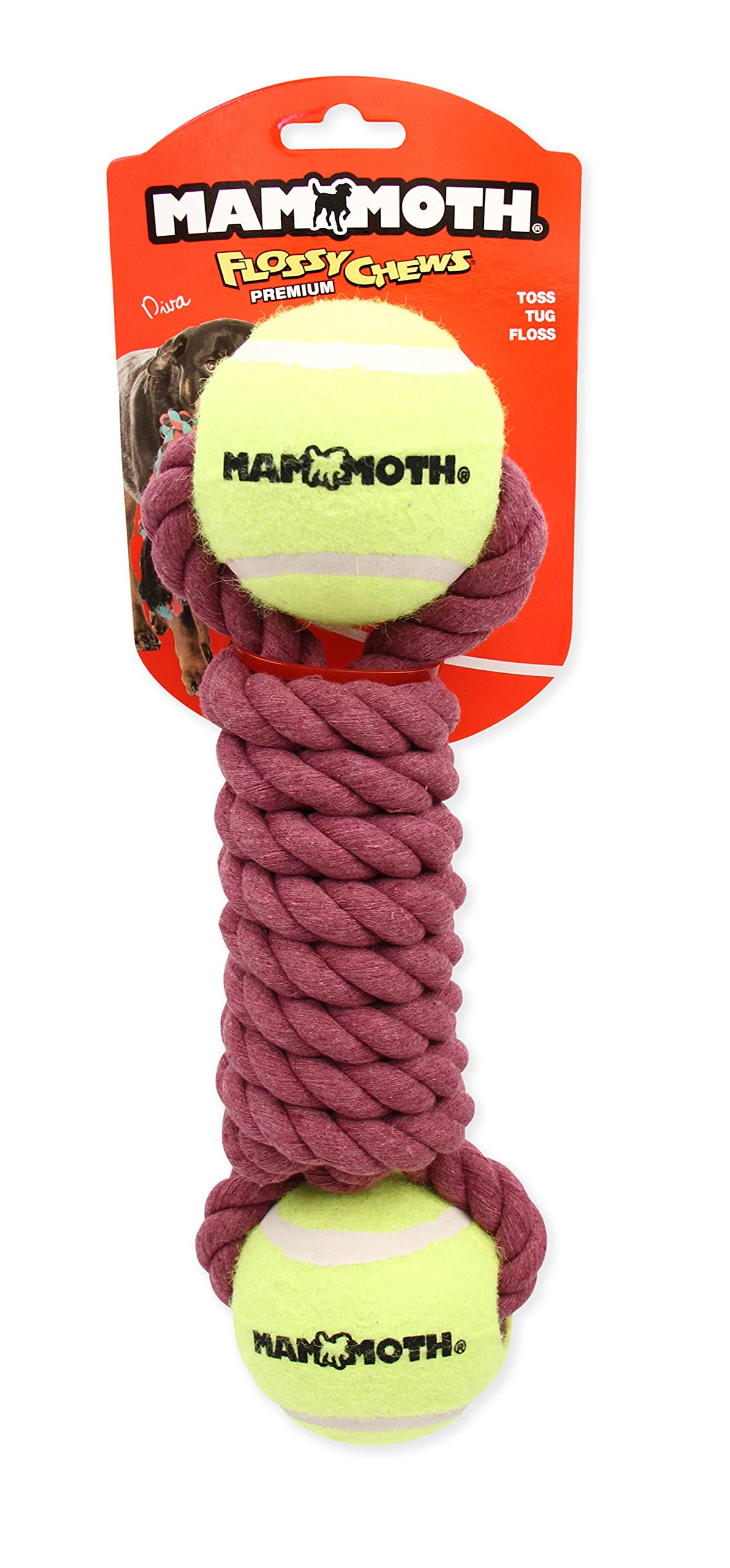 Mammoth Flossy Chews Twister Rope Toy With Tennis Balls Premium Cotton-Poly Tug Toy For Dogs Interactive Dog Tug Toy Rope Dog Toy With Tennis Balls For Medium To Large Dogs Large 13' Assorted Colors