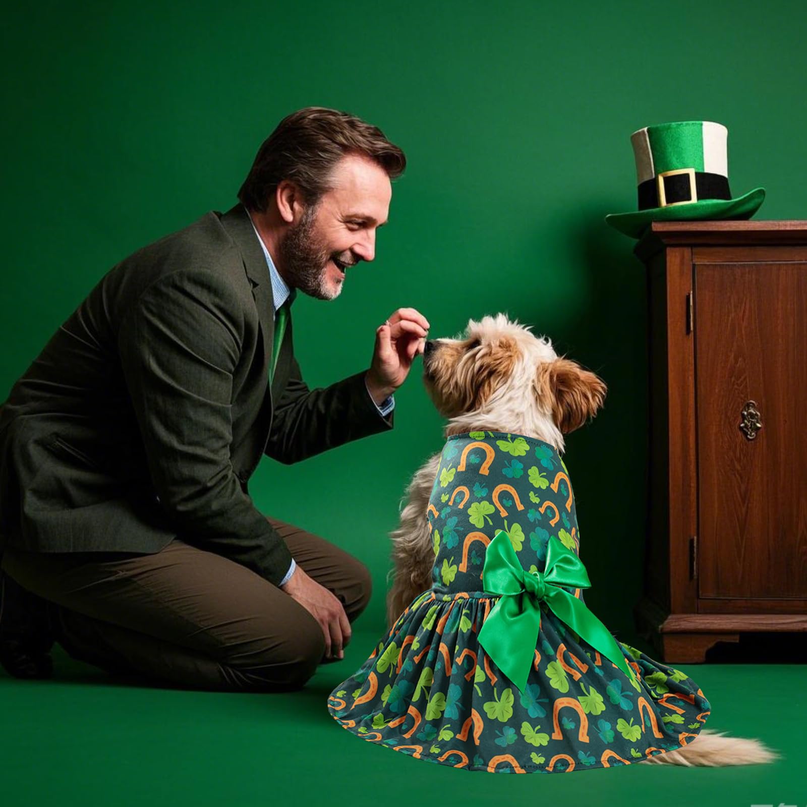 Habbiful Dog St Patricks Day Outfit, Puppy Dog St.Patrick'S Day Clothes Green Dog Skirt Shamrock Dog Dress Spring Summer Pet Dog