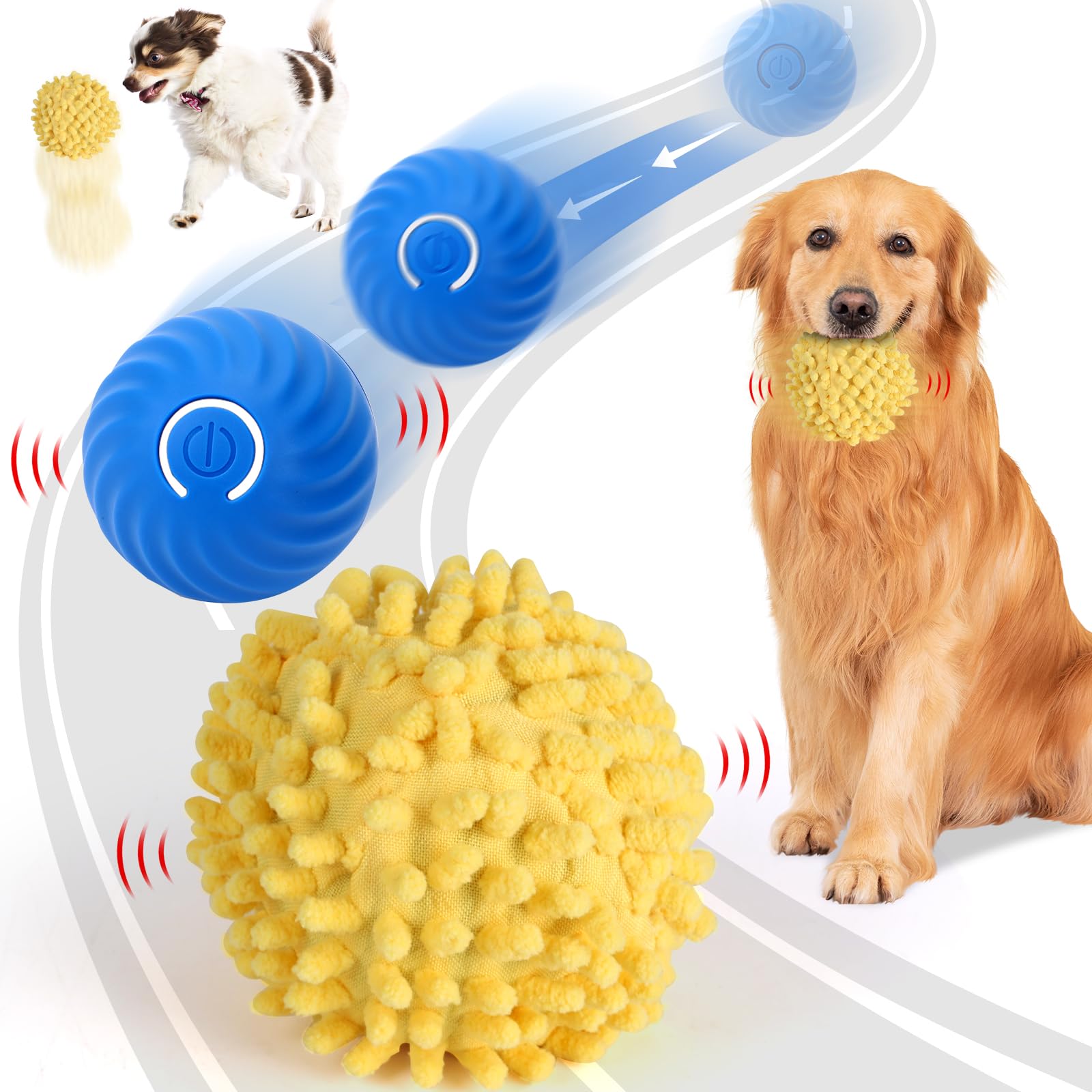Interactive Ball For Dogs, Automatic Moving Dog Toy Ball With Cover, Bouncing & Rotating Electric Dog Ball Toy For Small/Medium/