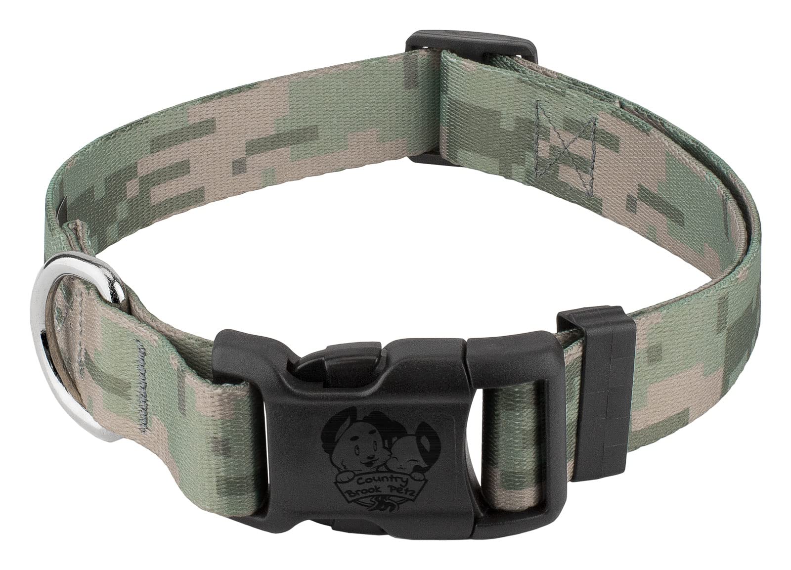Country Brook Petz - Digital Camo Deluxe Dog Collar - Made In The U.S.A. - Camouflage Collection With 16 Rugged Designs (1 Inch, Medium)