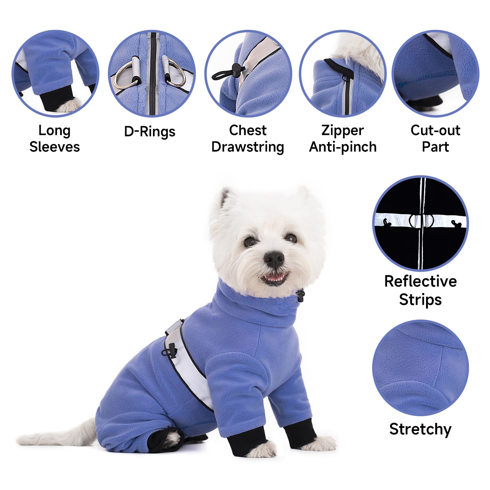 Polar Fleece Coats For Small Dogs, Four-Legged Pajamas Bodysuit For Small Medium Dogs, Winter Jacket Sweater Vest, Warm Clothes