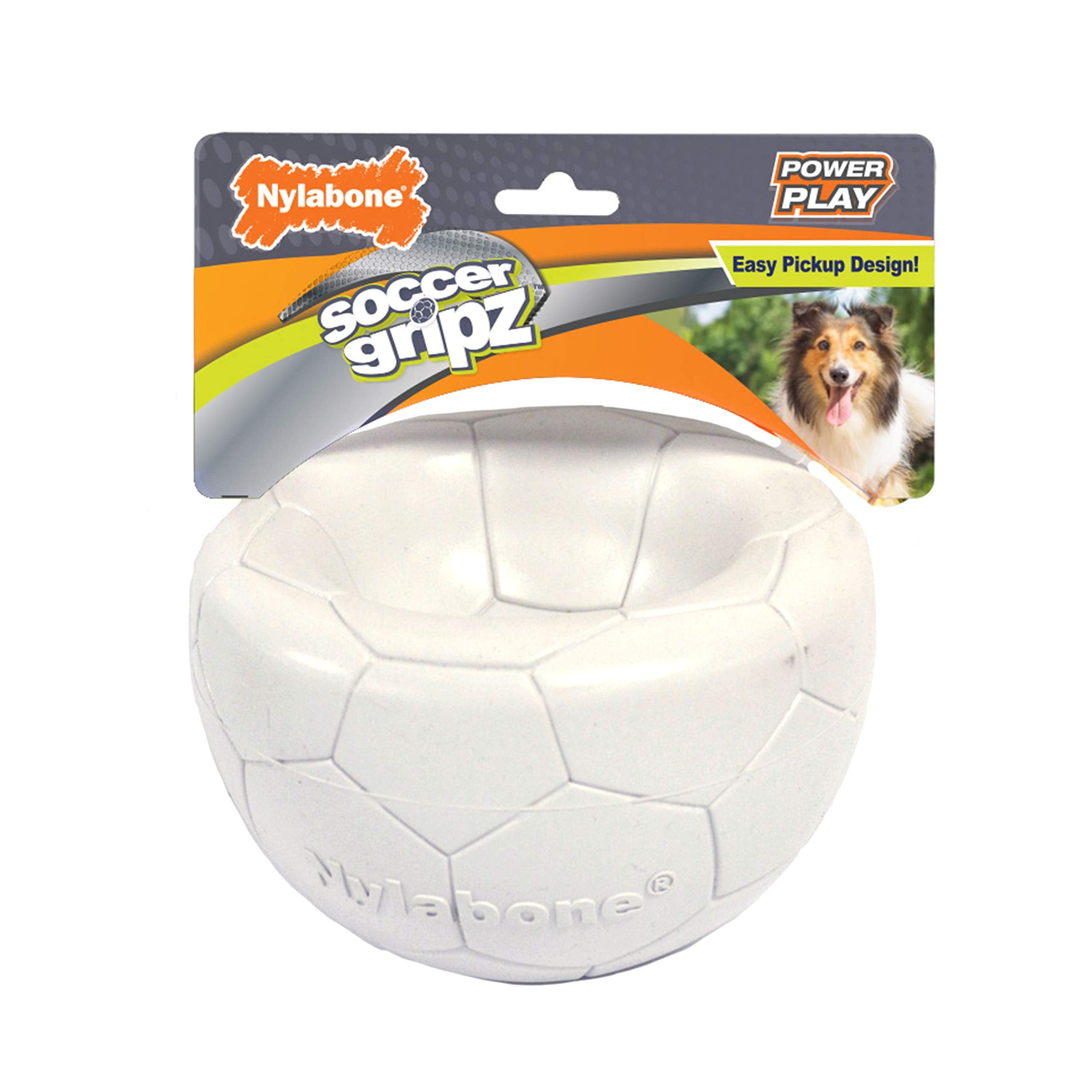 Nylabone Power Play Soccer Ball Gripz Fetch Toy, Squeaky Ball Chew Toy For Dogs, Medium (1 Count)