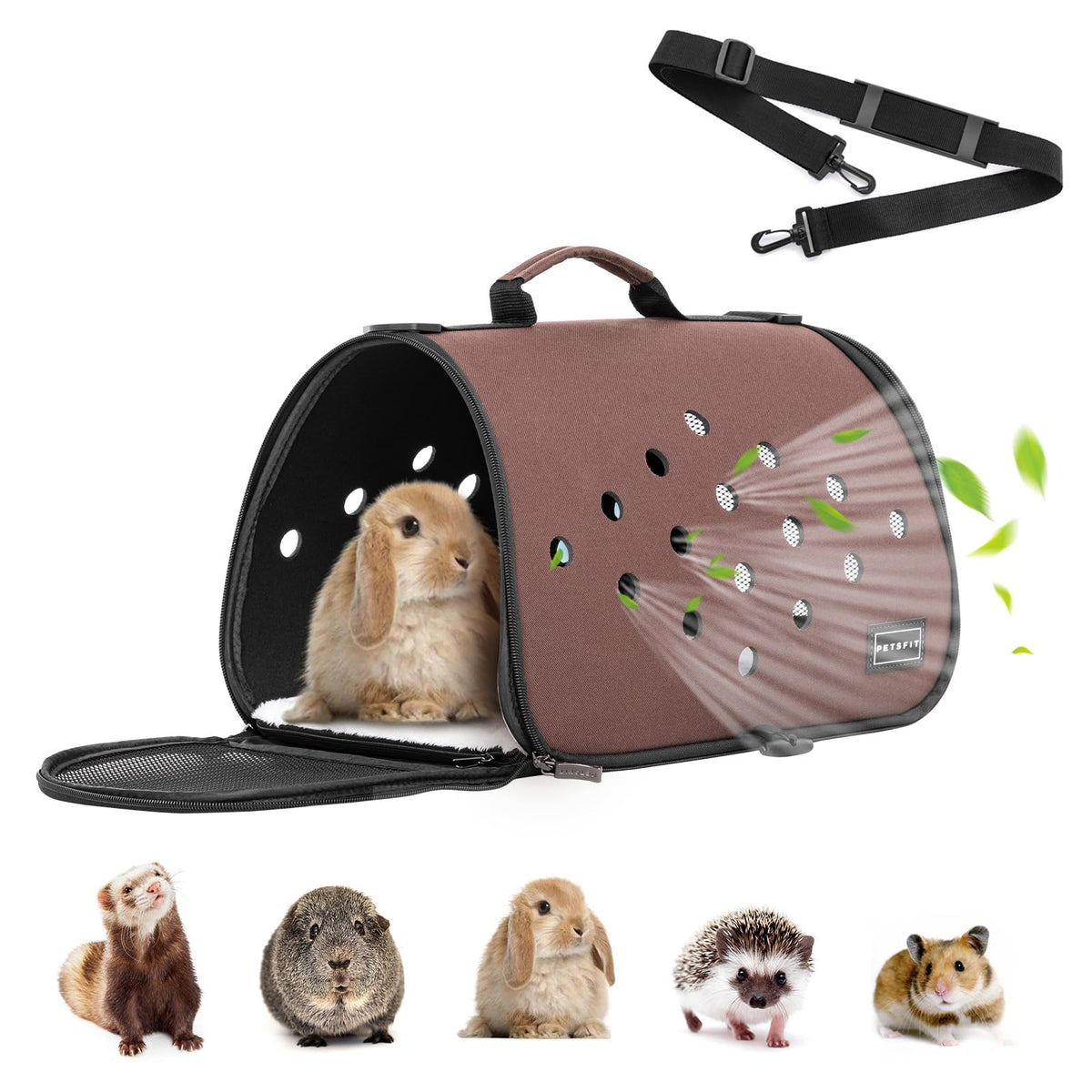 Petsfit 16 X 9 X 9 Inches Rabbit Carrier, Portable Bunny Carrier With Ventilation Holes, Guinea Pig Carrier For Small Animals, Chinchilla, Hedgehog, Squirrel