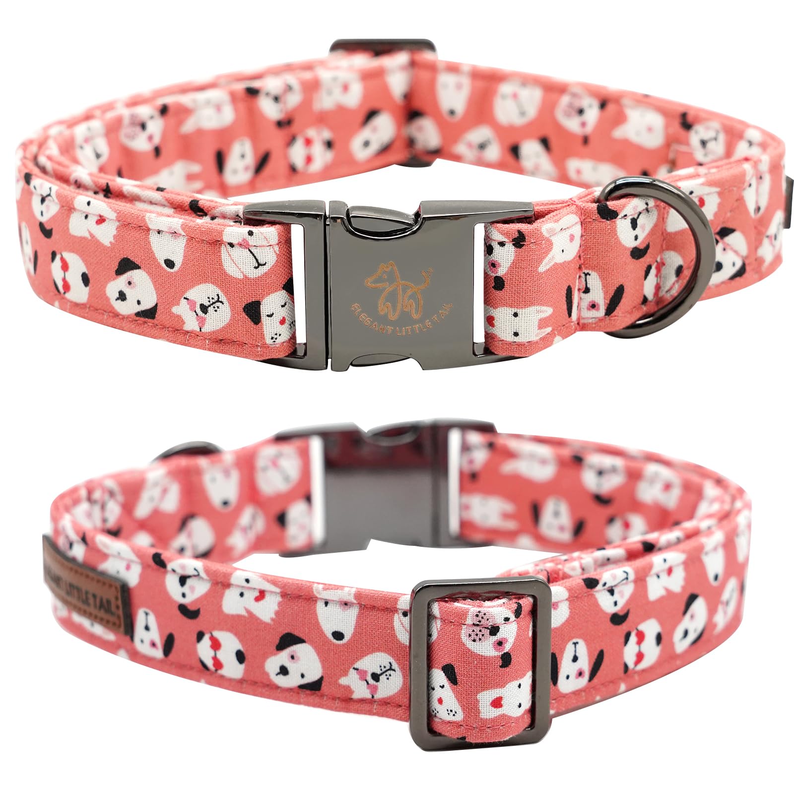 Elegant little tail Dog Collar, Dog Collar with Bow tie, Cute Heart Dog Print Dog Collar Pink Pet Collar Boy Girl Adjustable Bow