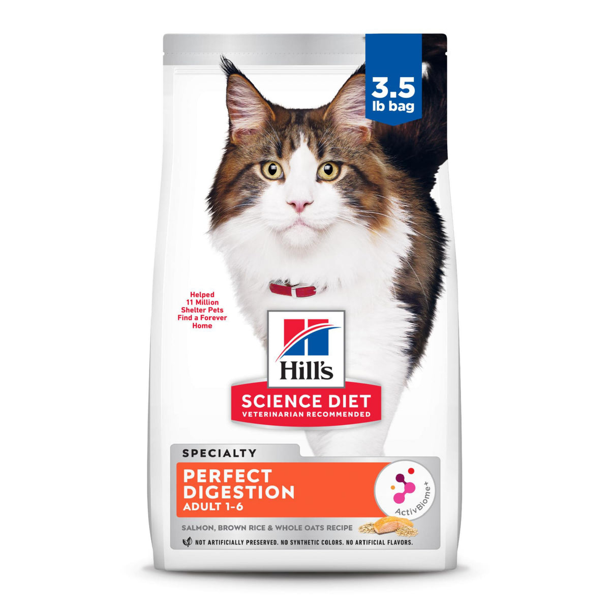 Hill'S Science Diet Perfect Digestion, Adult 1-6, Digestive Support, Dry Cat Food, Salmon, Brown Rice, & Whole Oats, 3.5 Lb Bag