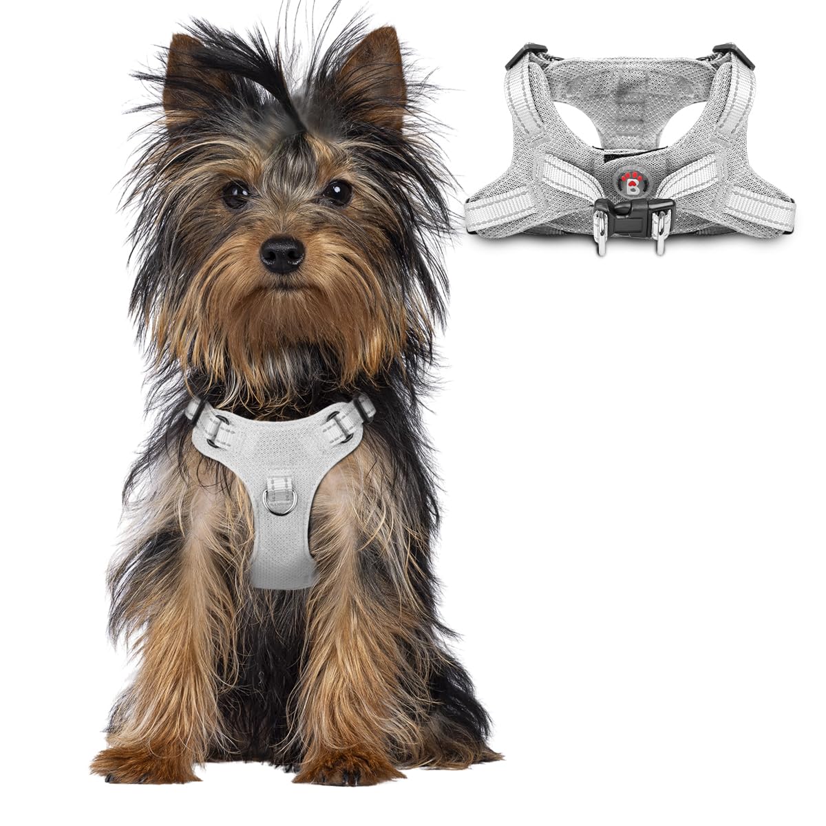 Barkbay Dog Harness, Reflective Adjustable No Pull Harness, Breathable Soft, Grey, Xxs
