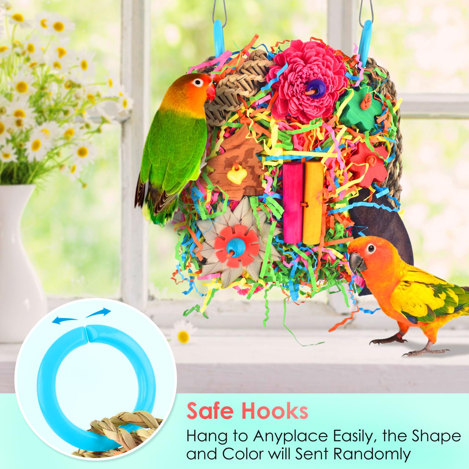 Katumo Bird Toys, Parakeet Toys Bird Grass Mat Parrot Shredder Toys Lovebird Forage Toys For Cockatiel Conure Lovebird Parakeet