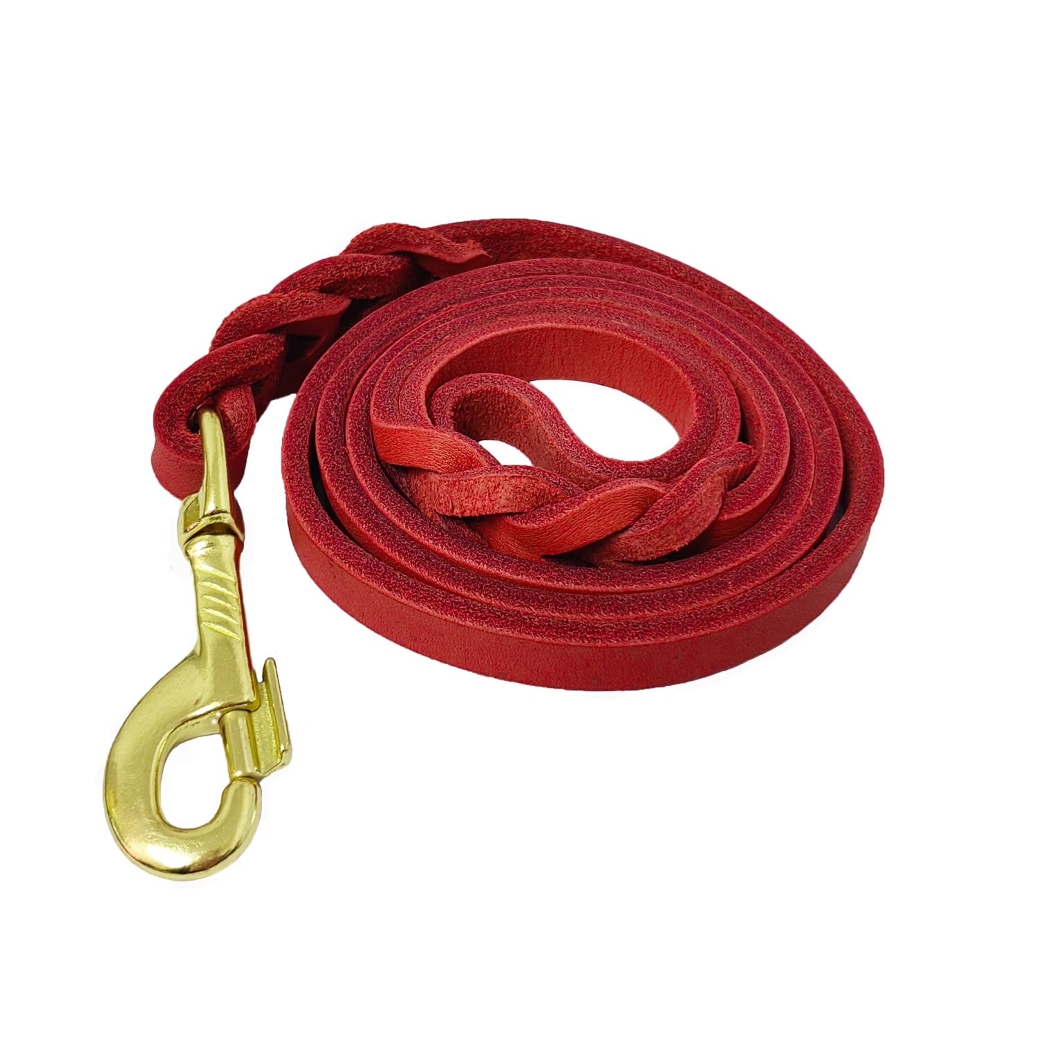 Lwbmg Leather Dog Leash - 4Ft X 1/2 Inch, Braided, Comfortable Training Leash For Small & Medium Dogs - Red