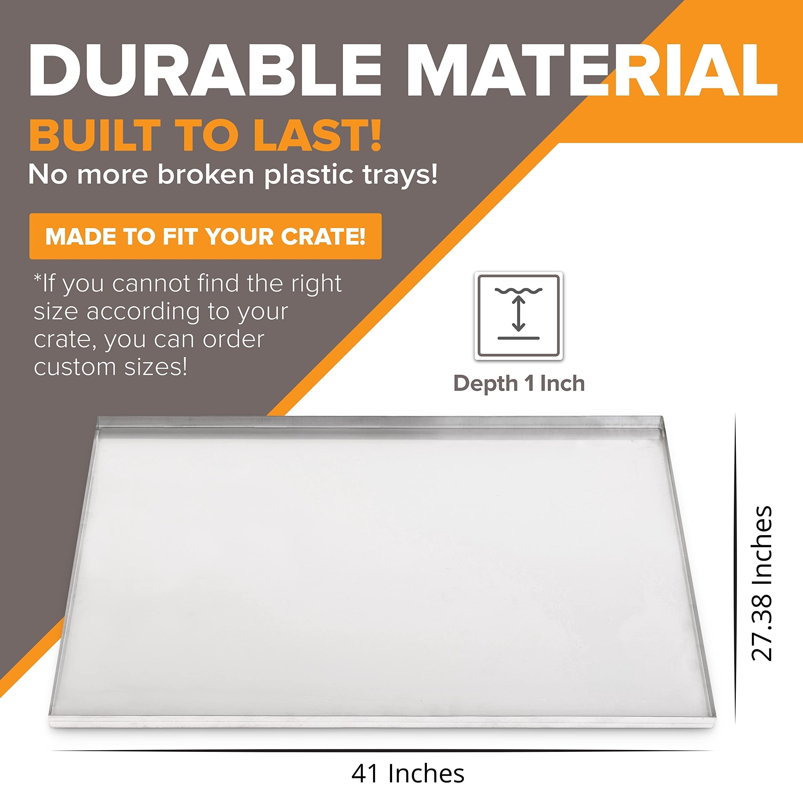 Pinnacle Systems 41 x 27.38 Metal Replacement Dog Crate Pan Chew Proof Crack Proof Pet Kennel Tray Central Dog Training Crate Pa