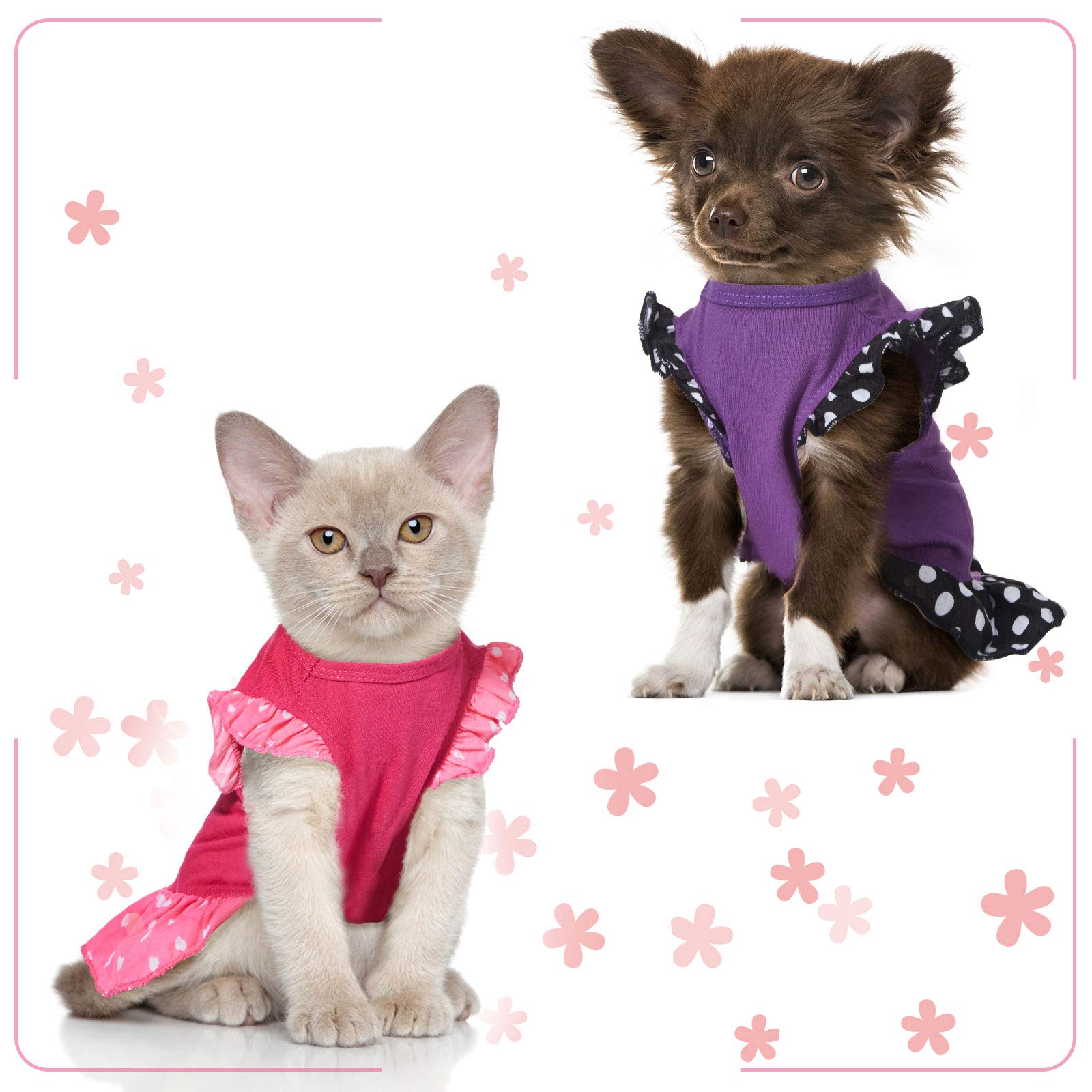 2 Pieces Dog Dresses For Small Dogs Cute Girl Female Dog Dress Mommy Puppy Shirt Skirt Doggie Dresses Pet Summer Clothes Apparel For Dogs And Cats (Love And Me,X-Small)