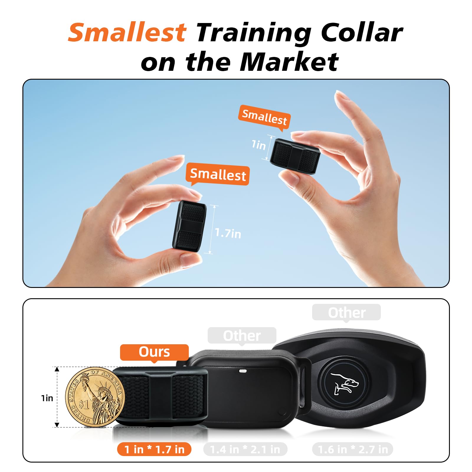 Tiniest Dog Shock Collar, Lightest Dog Training Collar With Remote For Small Dogs 5-15Lbs & Medium Large Dogs/Puppies, Waterproo