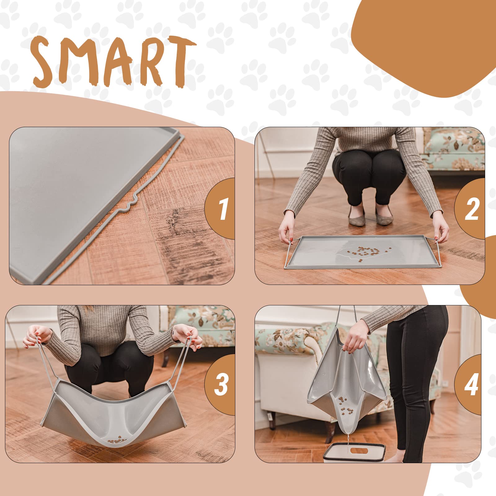 PEGGY11 Deep Stainless Steel Anti-Slip Dog Bowls with Silicone Mat - 2 Bowls + Mat, 8 Cups