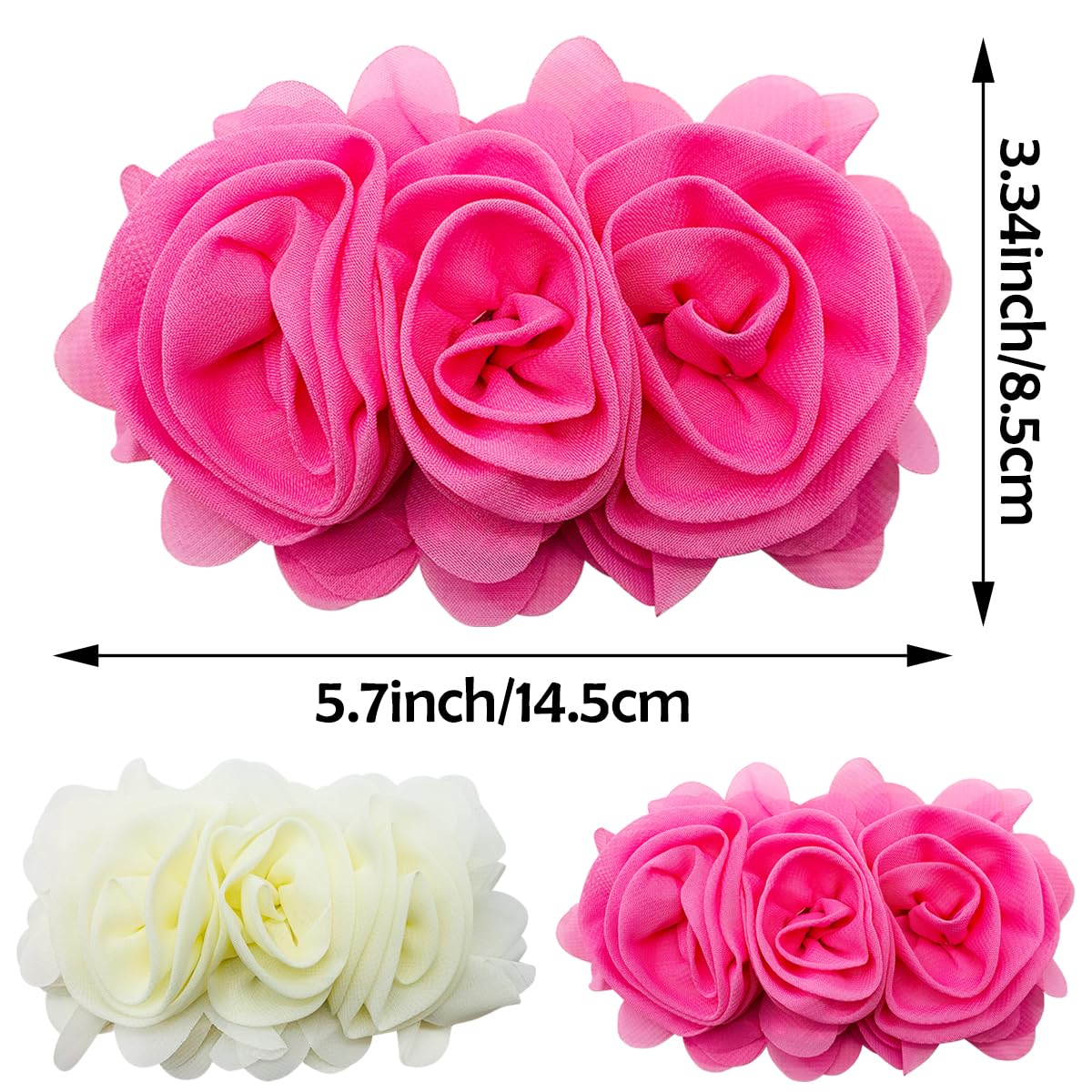 JpGdn 4PCS/Pack Dog Collar Flowers Accessory Large Bows Attachment 4.9Inch Organge Pink White Purple Color for Small Medium Larg