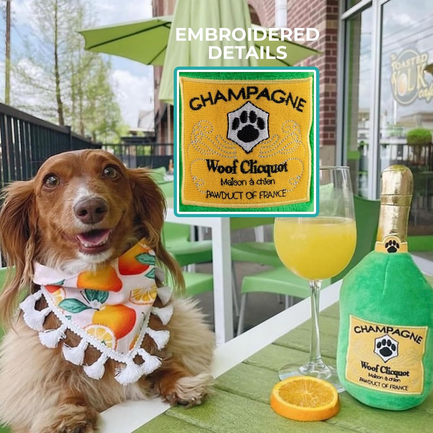 Haute Diggity Dog Woof Clicquot Classic, Plush Designer Dog Toys with Interactive Squeaker, Stimulating Pet Enrichment, Machine-