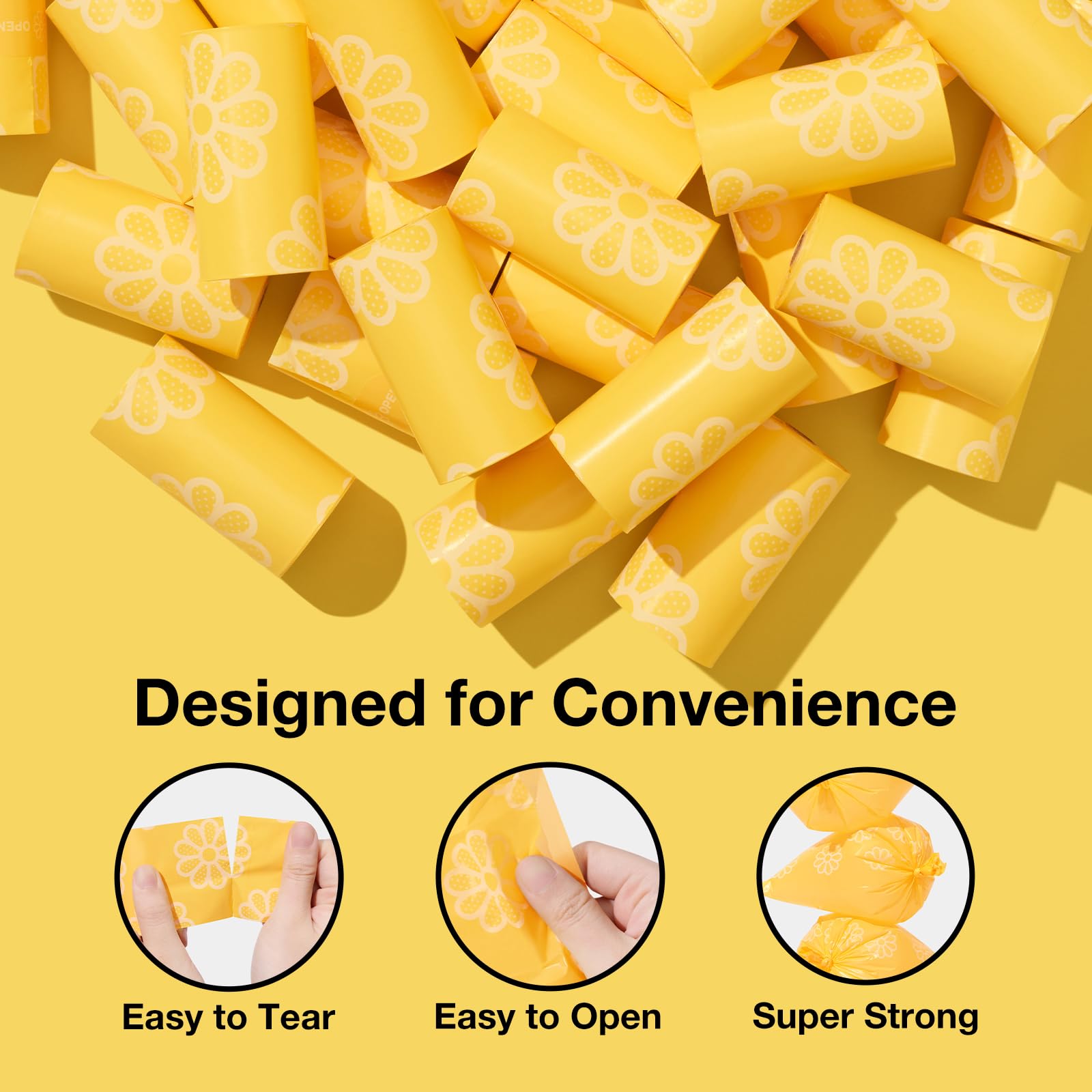 Vetreska Dog Poop Bag Rolls Daisy Scented Leak-Proof Pet Waste Bags Thick And Large Trash Bags For Dog Walking 36 Refill Rolls 5