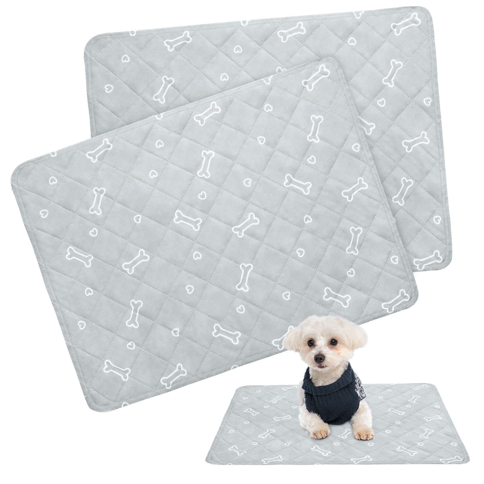 Washable Pee Pads For Dogs, 2 Pack Reusable Puppy Pads, Super Absorbent & Waterproof Training Mats For Potty, Crate, Kennel, Pla