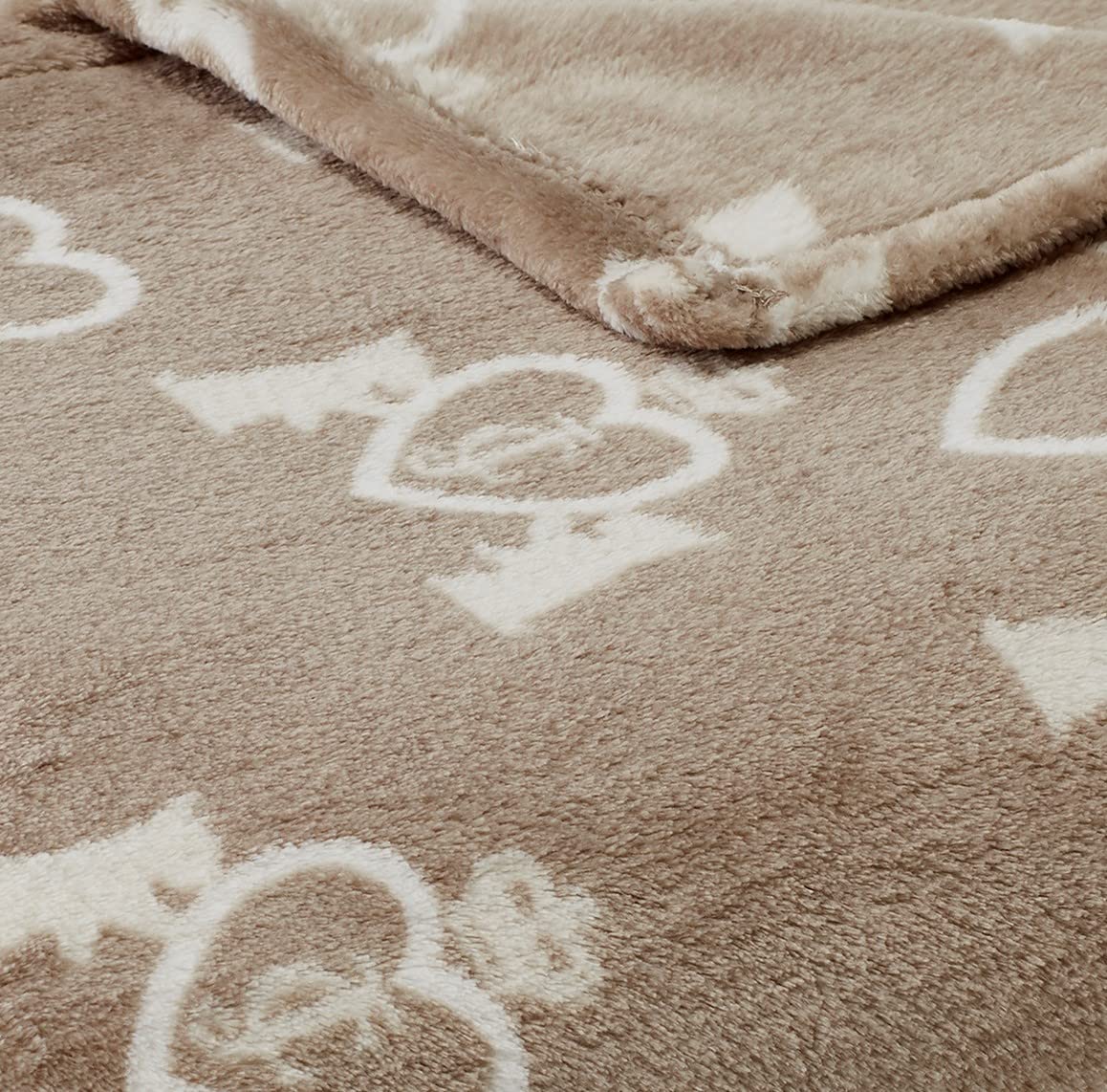 Juicy Couture Birch Brown/White 50'' X 60'' Dog And Cat - Plush Puppy Throw, Printed, Breathable, Lightweight, Machine Washable