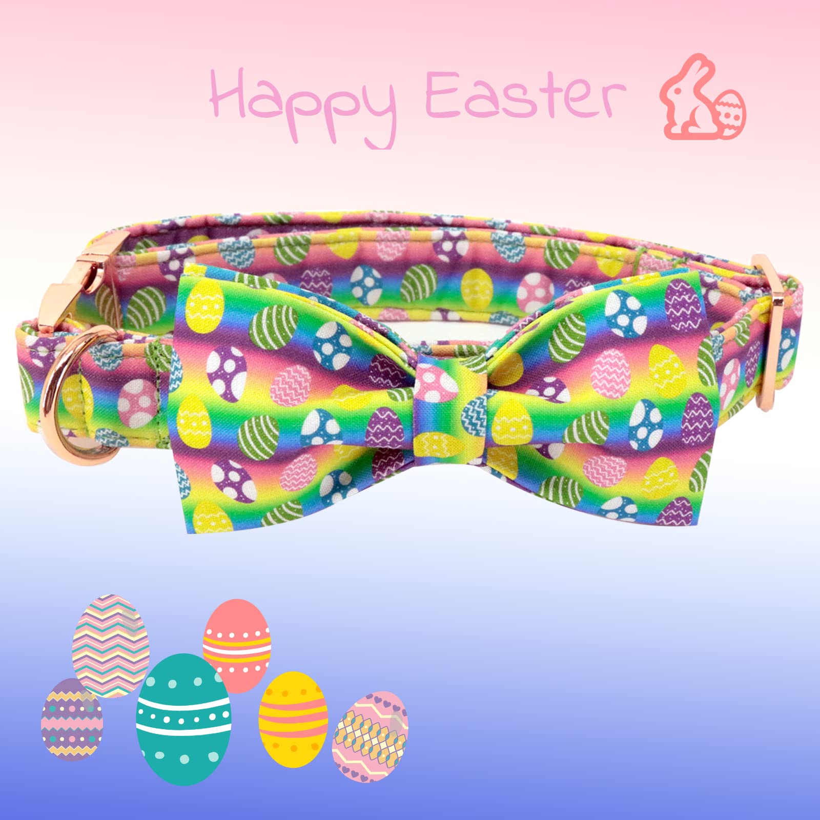 Elegant Little Tail Dog Collar With Bow, Easter Bow Tie Dog Collar, Cute Dog Bowtie Pet Gift Dog Collar For Medium Dogs