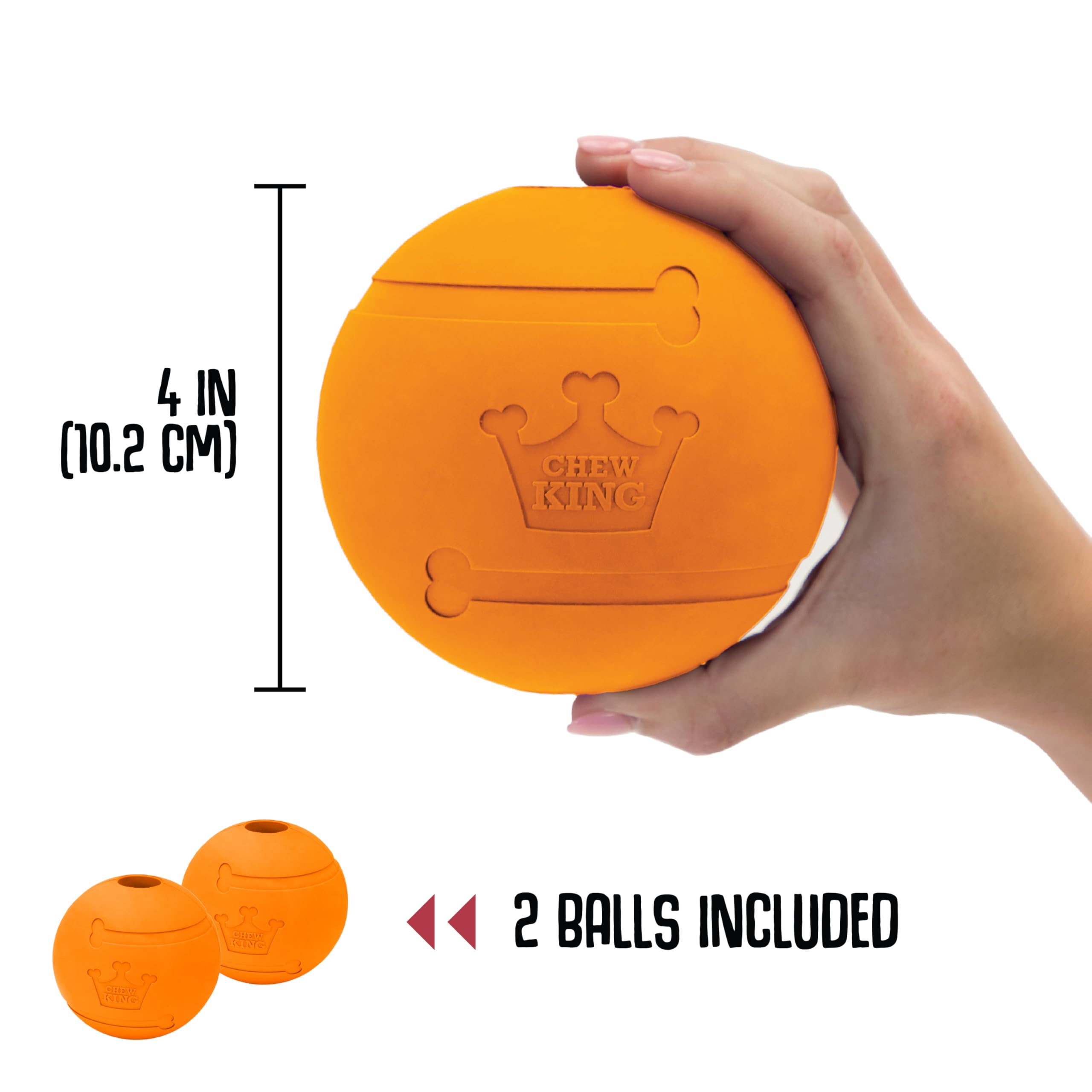 Chew King Flavored Rubber Ball Collection, 4 Inch Bacon Flavor Rubber Fetch Balls 2-Pk