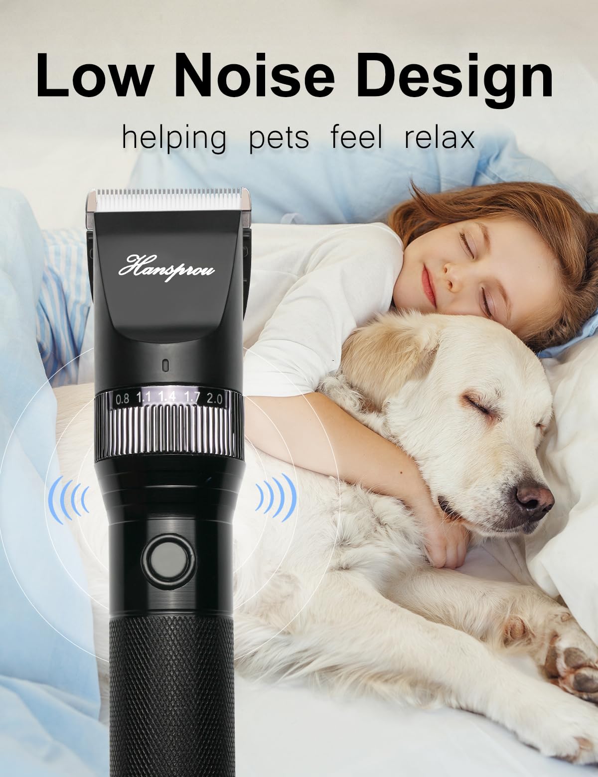 Hansprou Dog Shaver Clippers High Power Dog Clipper For Thick Heavy Coats Low Noise Plug-In Pet Trimmer Pet Professional Groomin