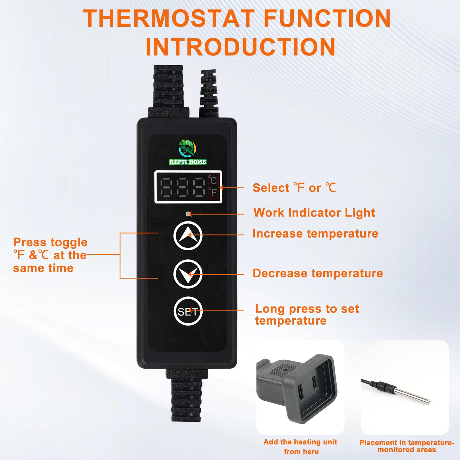 Repti Home Reptile Dimming Thermostat, Pid Thermostats For Reptile Tanks, Digital Thermostats For Reptile Heating Mat & Heaters,