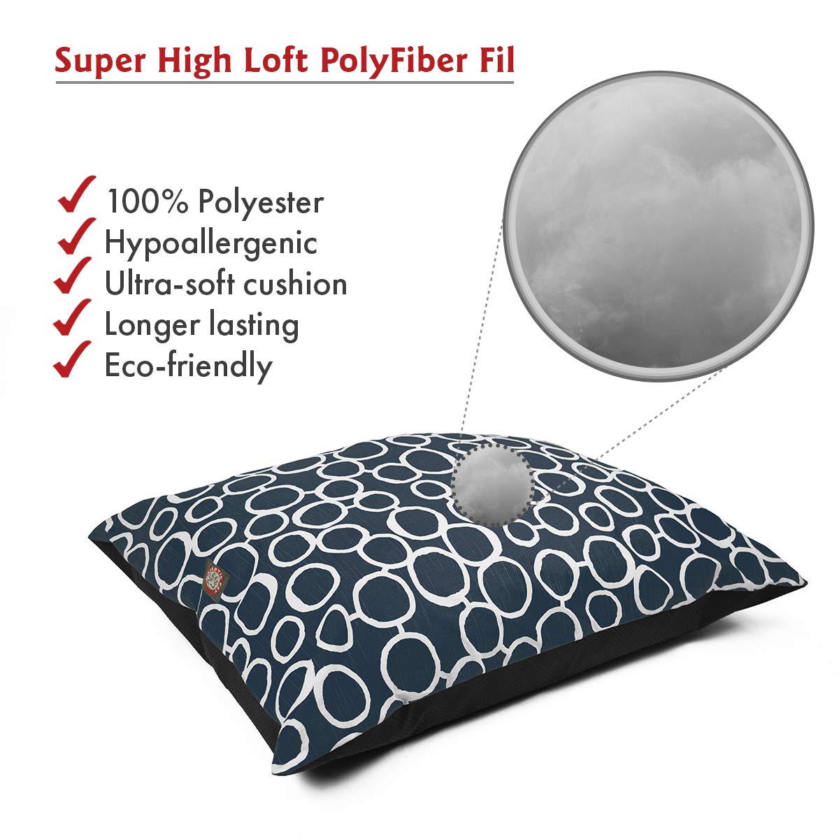 Majestic Pet Rectangle Medium Dog Bed - Washable Non Slip Comfy - Dog Crate Kennel Bed - Medium Breed 35X28 Inch - Fusion Navy