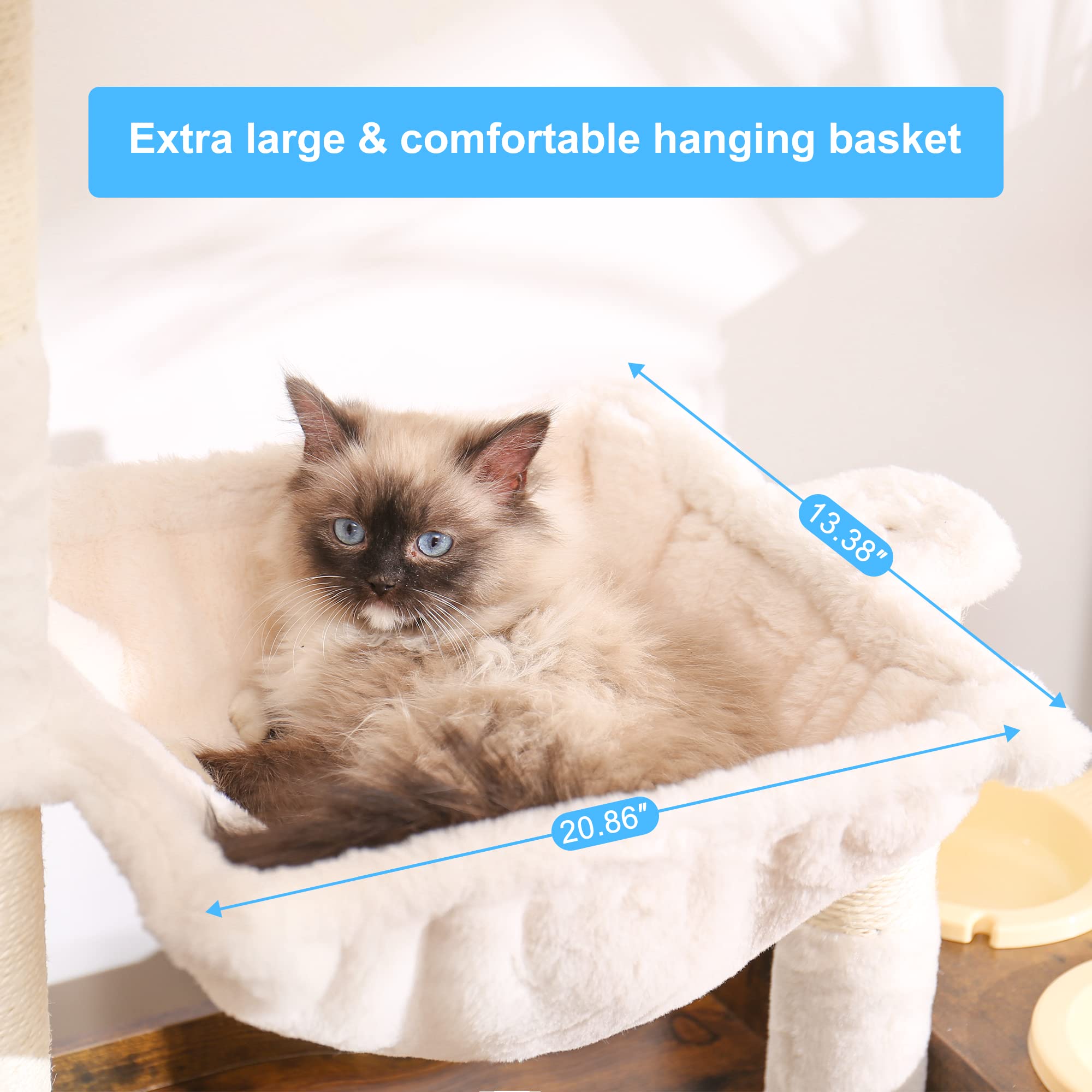 Hey-brother Cat Tree with XL Litter Box Enclosure, Rustic Brown, L (28.3"×17.7"×48"), Plush Fabric, Scratching Posts, Modern Design