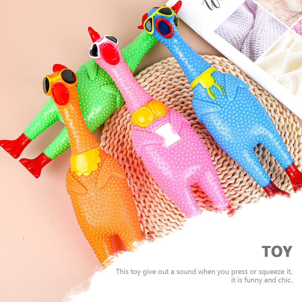 Luozzy Rubber Chicken Toy Chicken Flying Screaming Chicken Toy Novelty Squeaky Toy For Dogs (Random Color And Pattern)