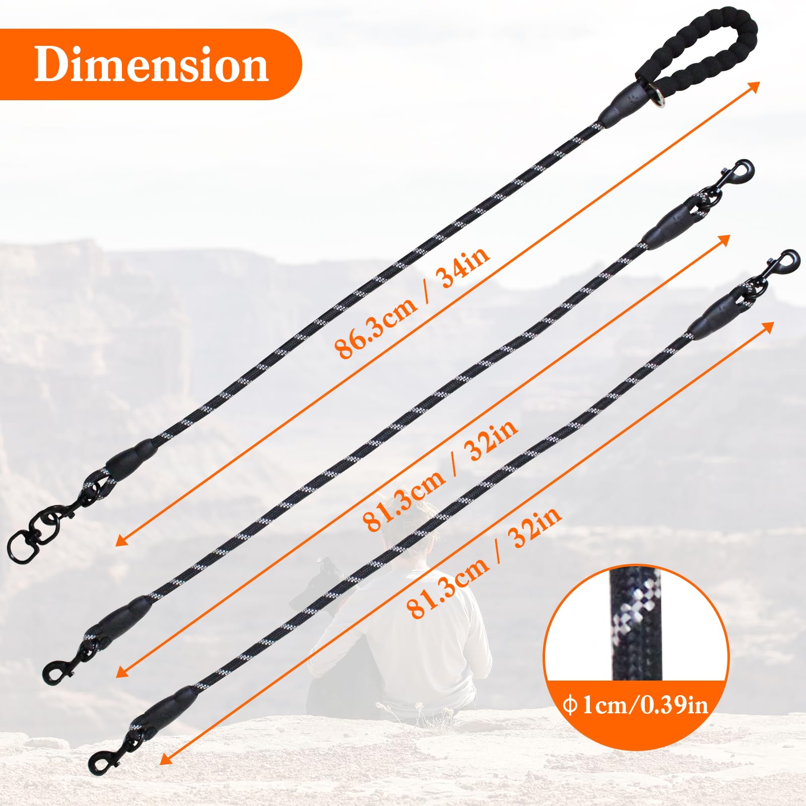 Five Dog Leash - 5 Way Swivel No Tangle Walking Leash For 5 Dogs, Comfortable With Reflective, Black