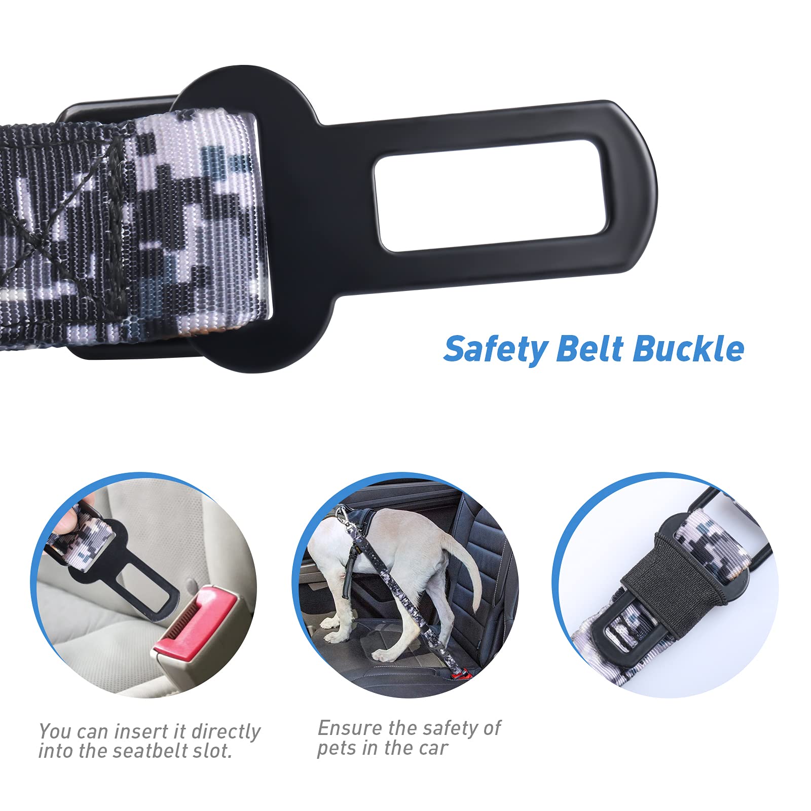 Hotsky Tactical Dog Leash Heavy Duty,4-6Ft Strong Bungee Shock Absorbing Lead With Padded Double Handle,Car Seatbelt,Metal Carab
