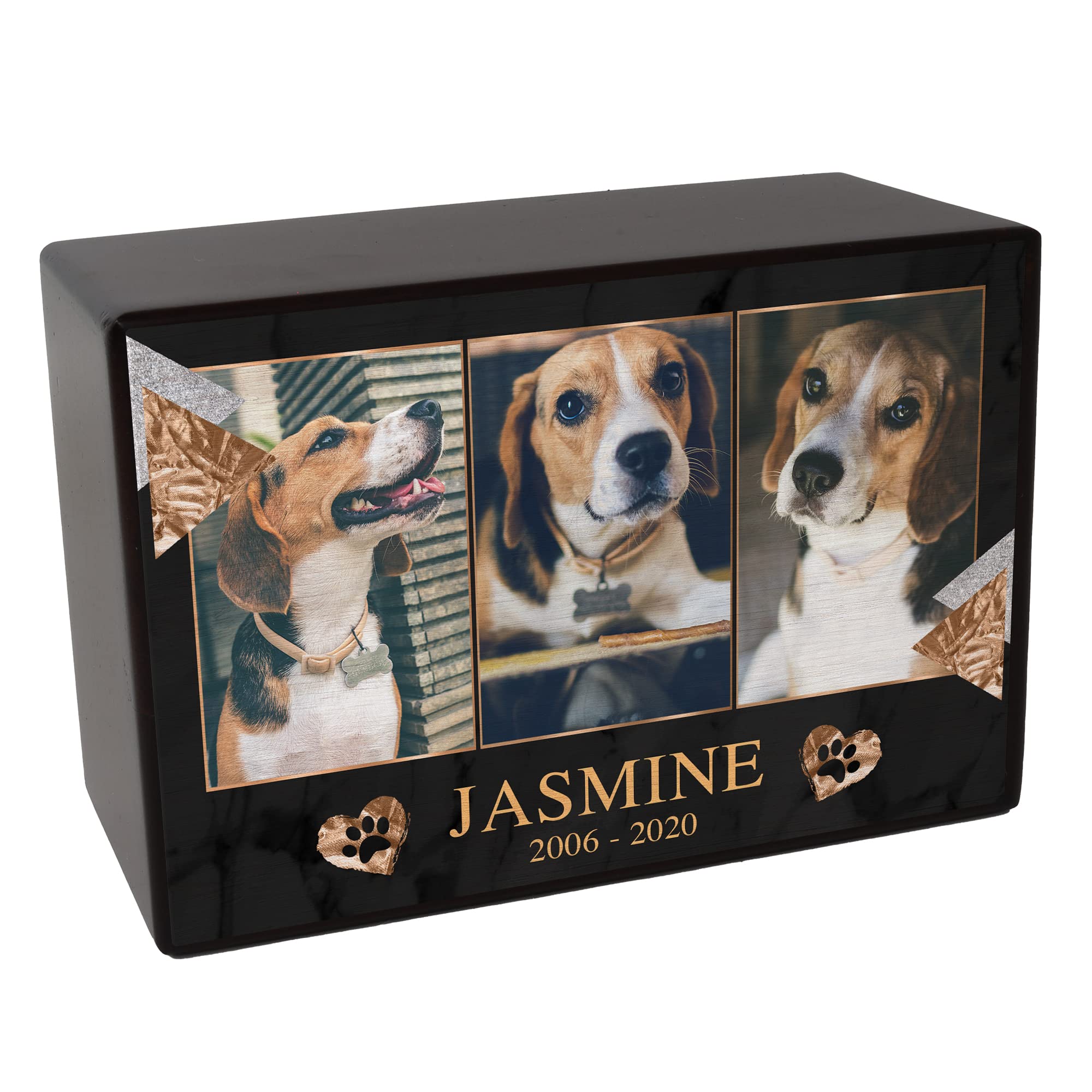 Custom Pet Keepsake Urns For Dogs, Wooden Box For Pet Ashes With Photo For Your Beloved Pets, Pet Cremation Urns As Sympathy Gif